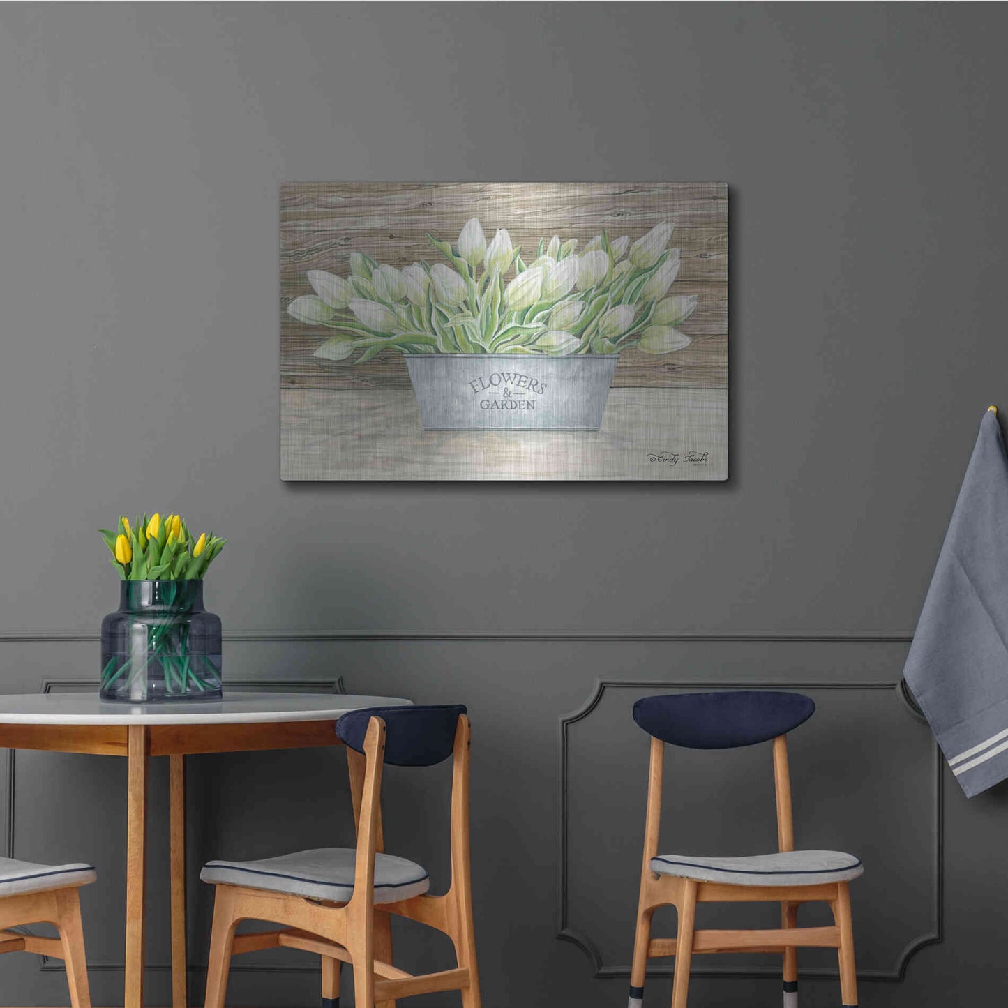 Luxe Metal Art 'Flowers & Garden Tulips' by Cindy Jacobs, Metal Wall Art,36x24