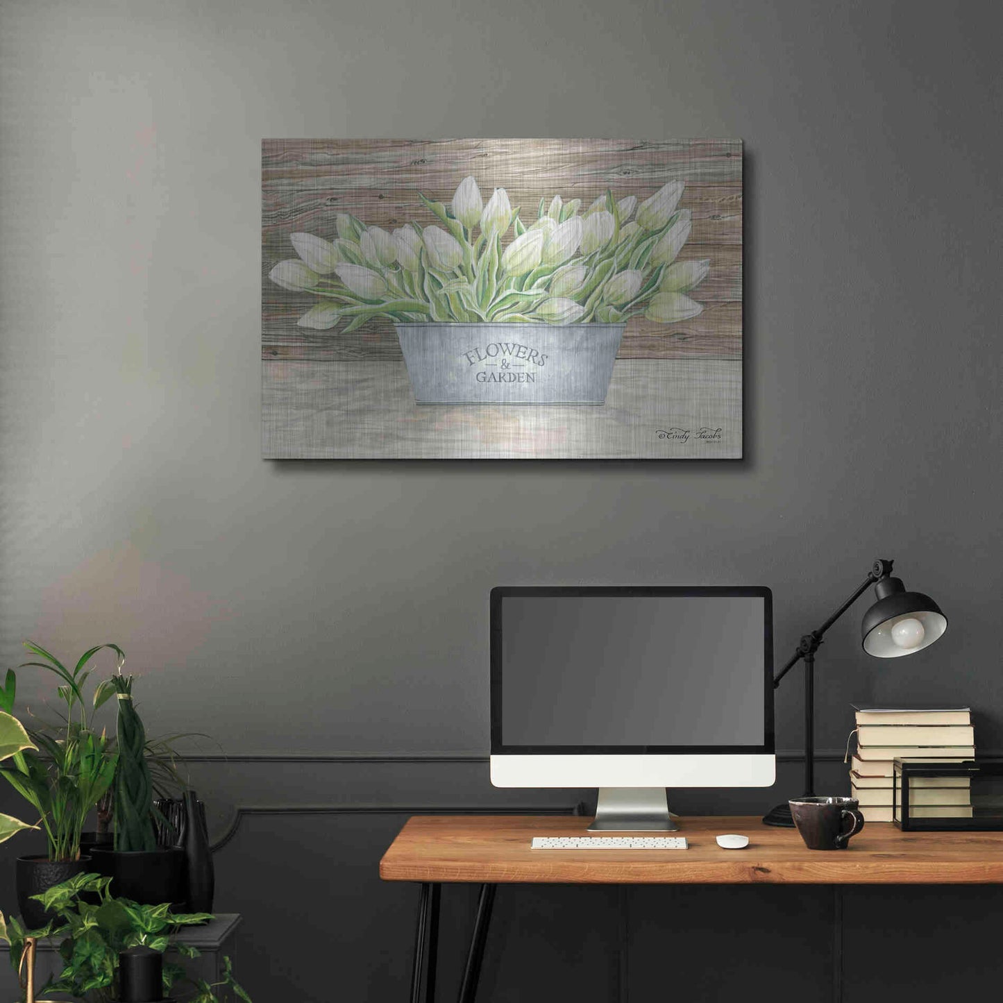 Luxe Metal Art 'Flowers & Garden Tulips' by Cindy Jacobs, Metal Wall Art,36x24