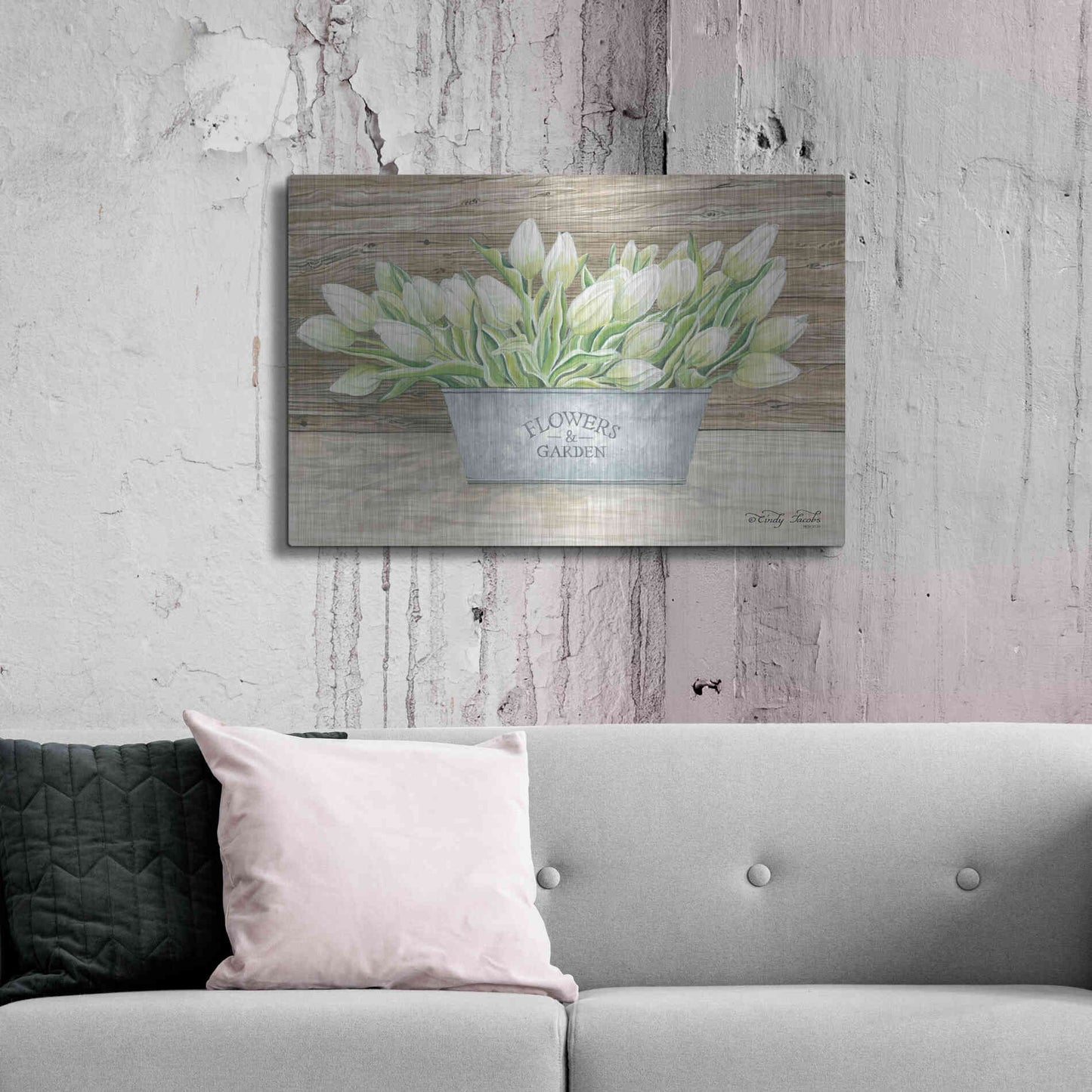 Luxe Metal Art 'Flowers & Garden Tulips' by Cindy Jacobs, Metal Wall Art,36x24