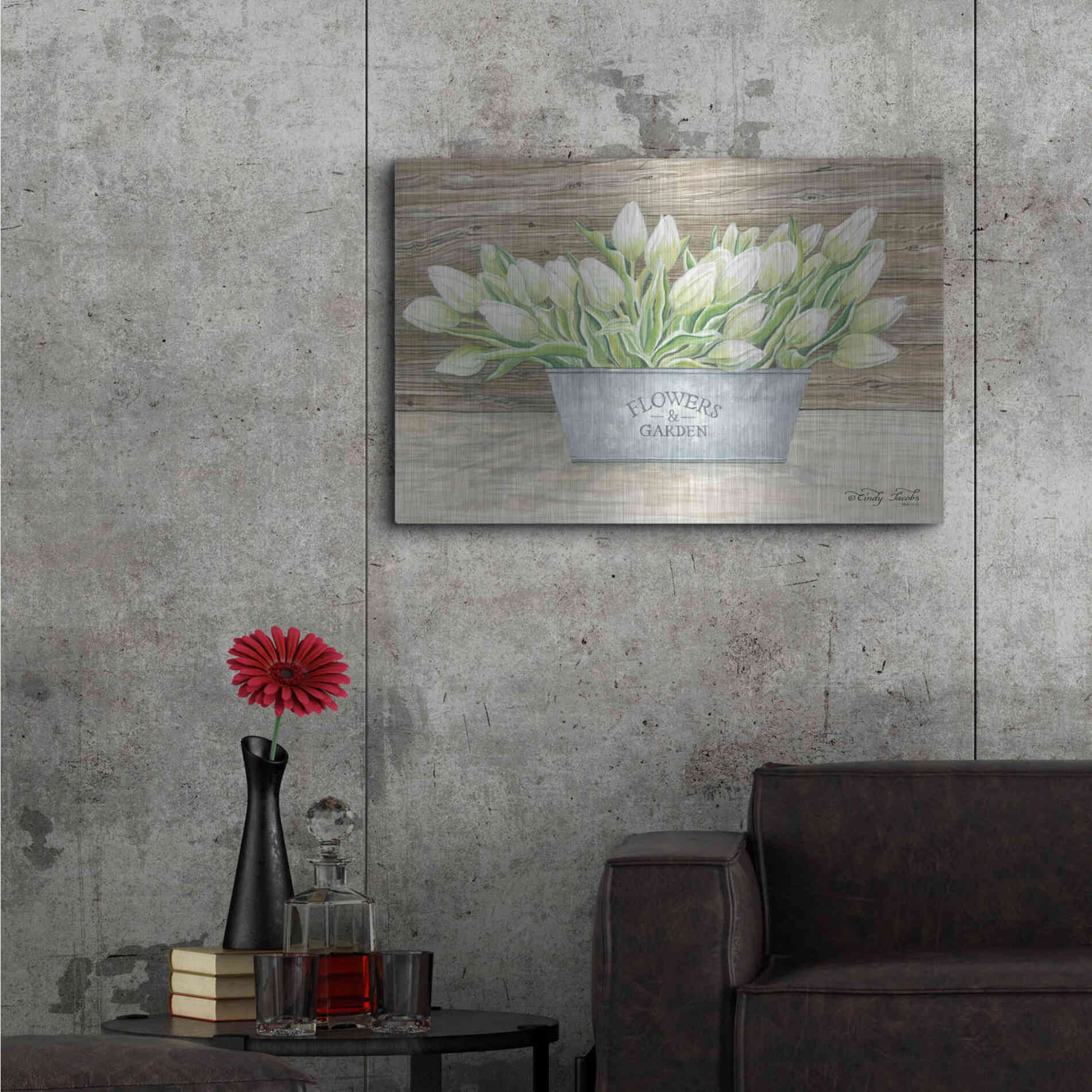 Luxe Metal Art 'Flowers & Garden Tulips' by Cindy Jacobs, Metal Wall Art,36x24