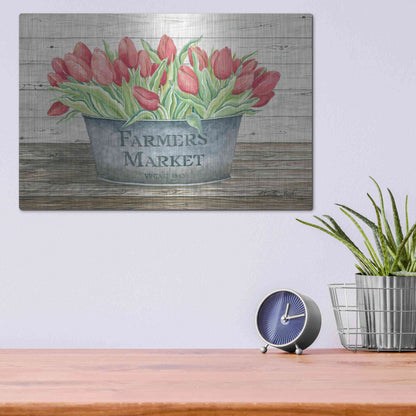 Luxe Metal Art 'Farmer's Market Tulips' by Cindy Jacobs, Metal Wall Art,16x12