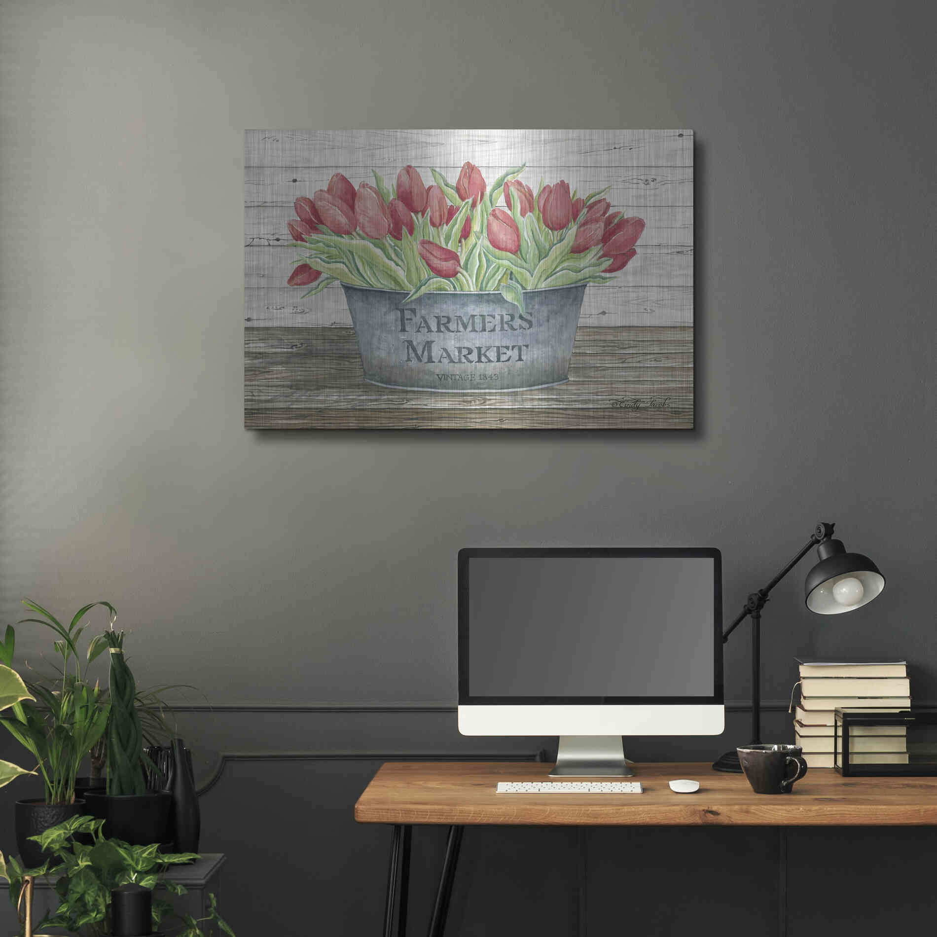 Luxe Metal Art 'Farmer's Market Tulips' by Cindy Jacobs, Metal Wall Art,36x24