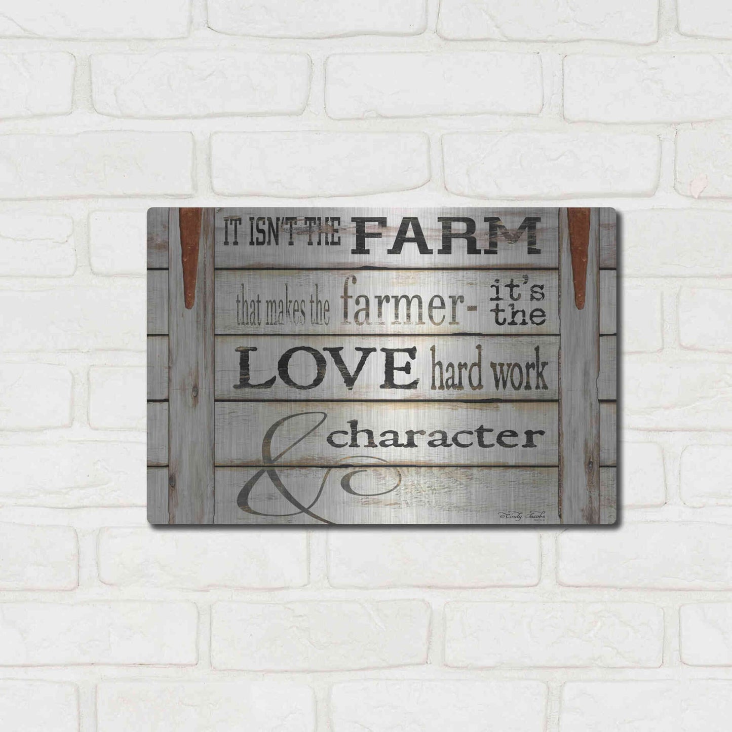 Luxe Metal Art 'It Isn't the Farm' by Cindy Jacobs, Metal Wall Art,16x12
