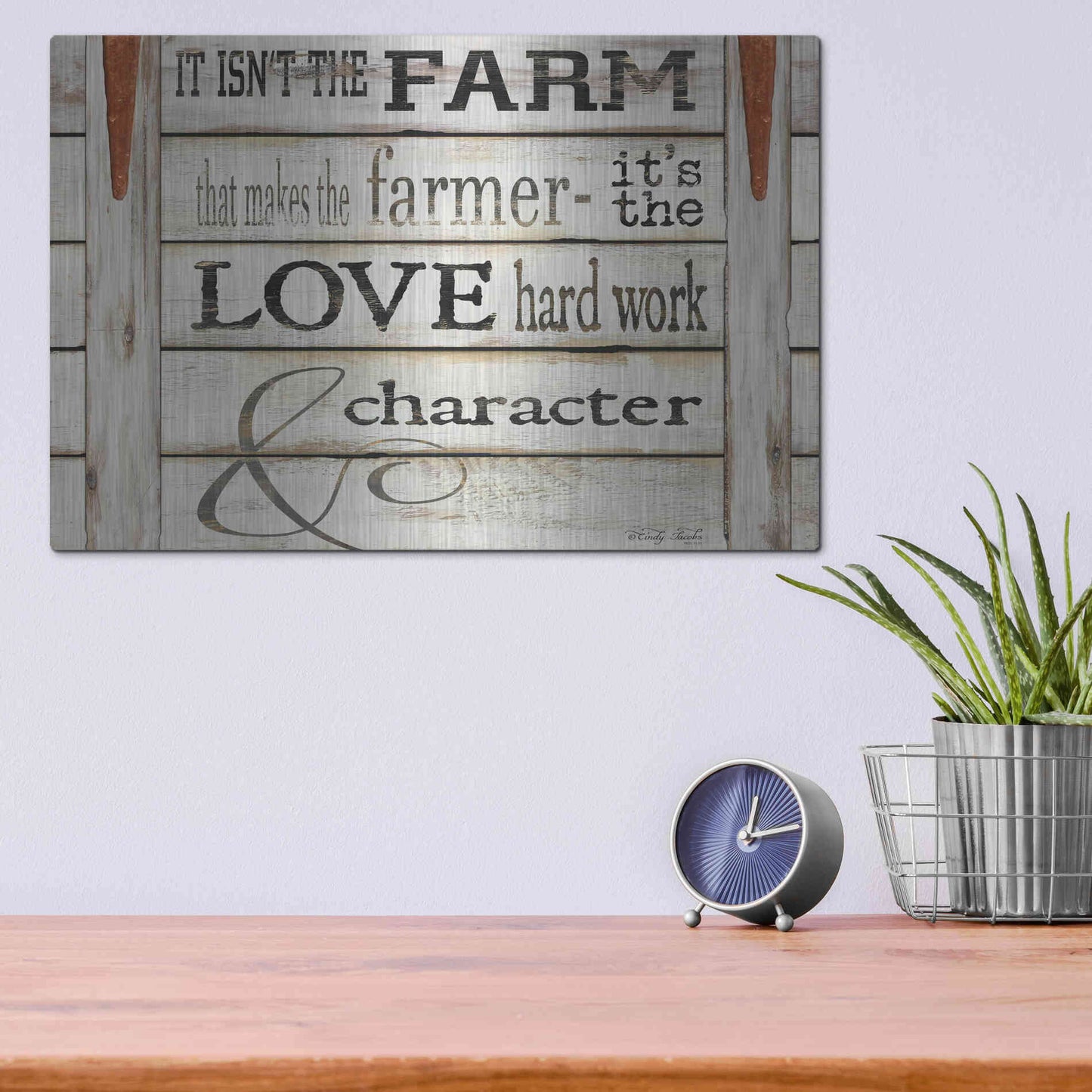 Luxe Metal Art 'It Isn't the Farm' by Cindy Jacobs, Metal Wall Art,16x12
