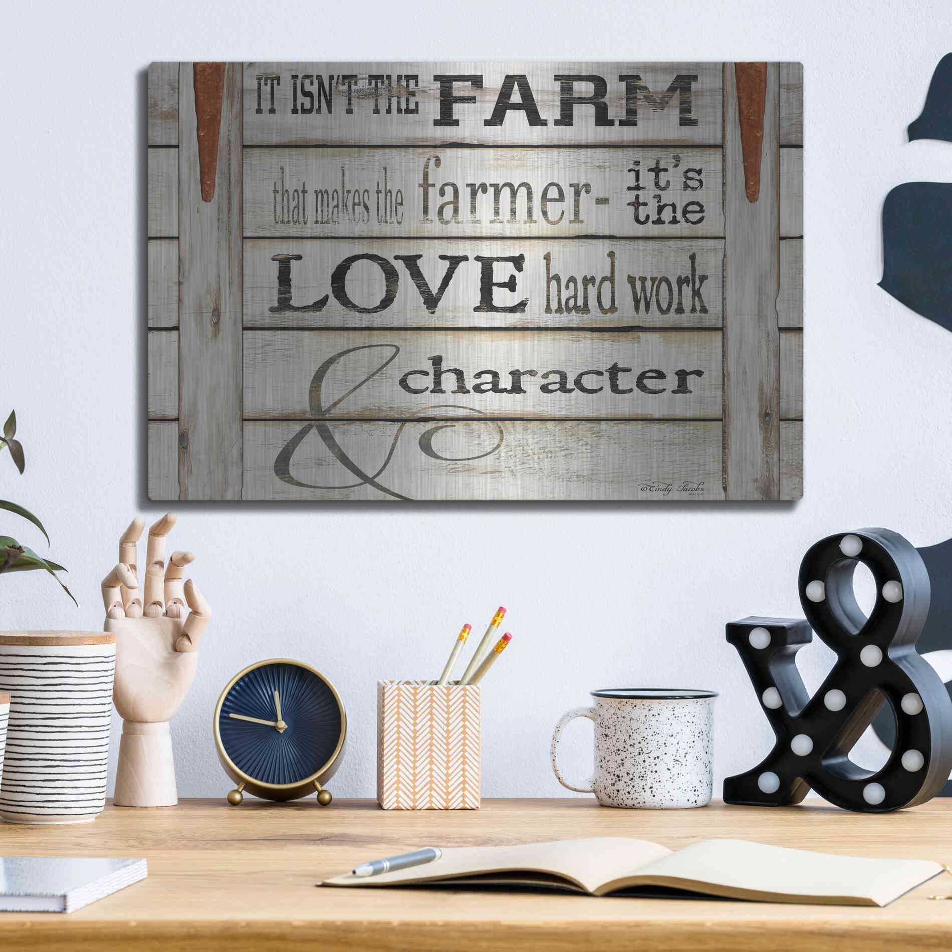 Luxe Metal Art 'It Isn't the Farm' by Cindy Jacobs, Metal Wall Art,16x12