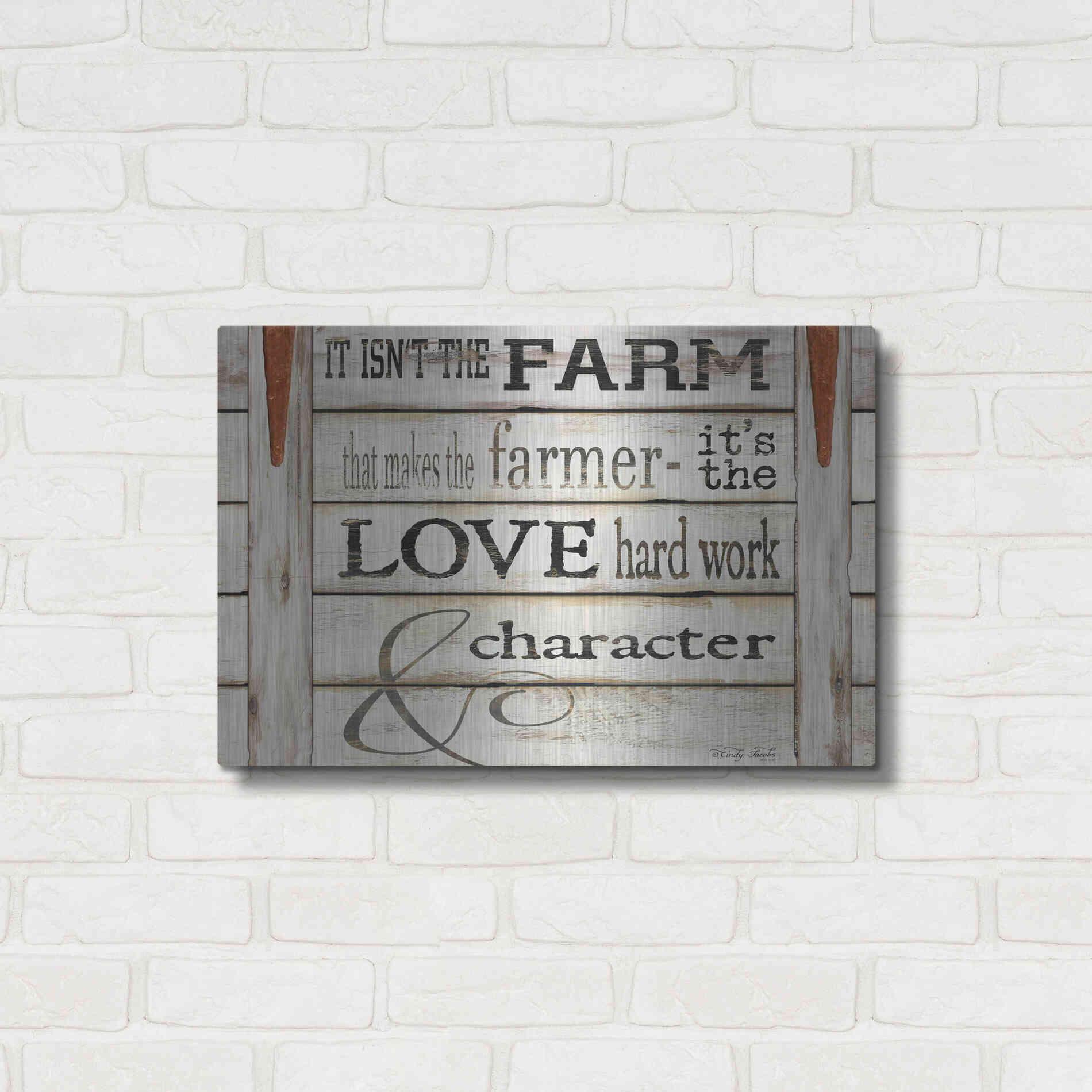 Luxe Metal Art 'It Isn't the Farm' by Cindy Jacobs, Metal Wall Art,24x16