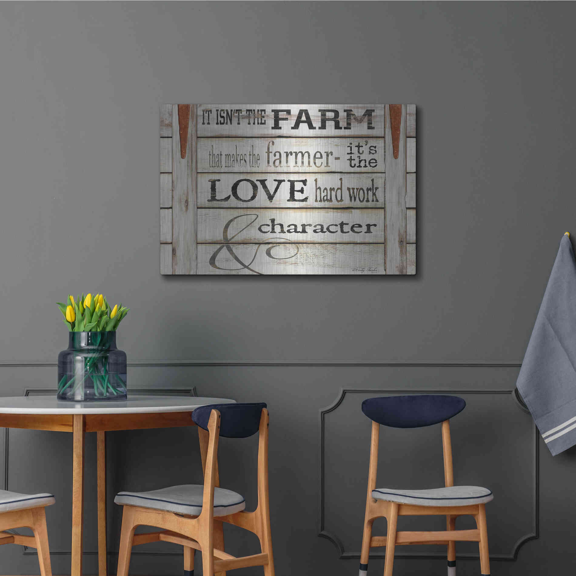 Luxe Metal Art 'It Isn't the Farm' by Cindy Jacobs, Metal Wall Art,36x24