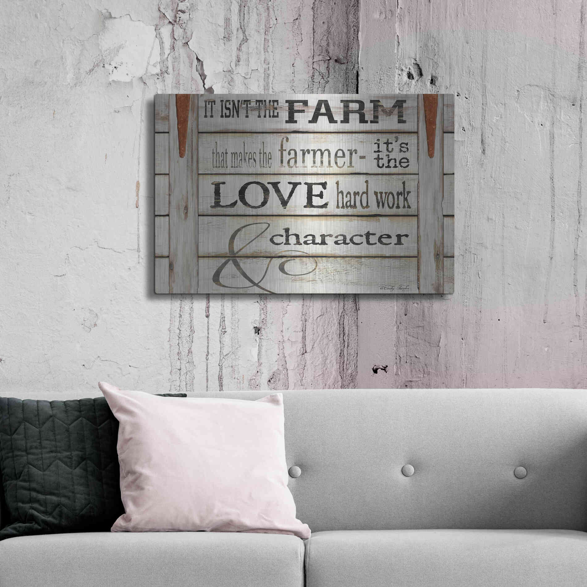 Luxe Metal Art 'It Isn't the Farm' by Cindy Jacobs, Metal Wall Art,36x24