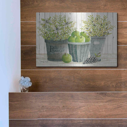 Luxe Metal Art 'Eucalyptus Farmer's Market' by Cindy Jacobs, Metal Wall Art,16x12