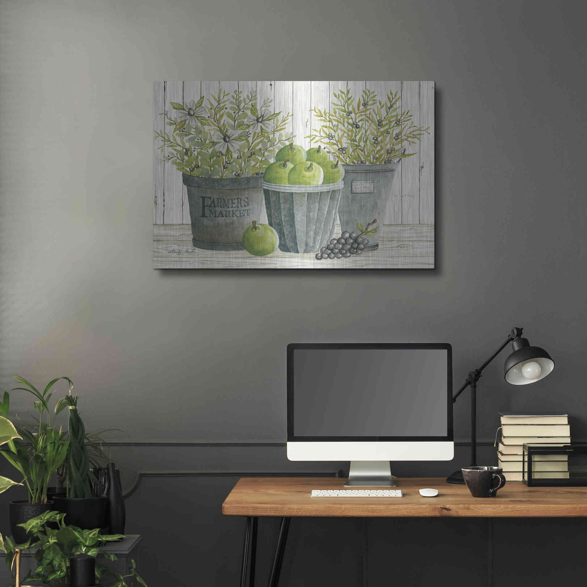 Luxe Metal Art 'Eucalyptus Farmer's Market' by Cindy Jacobs, Metal Wall Art,36x24