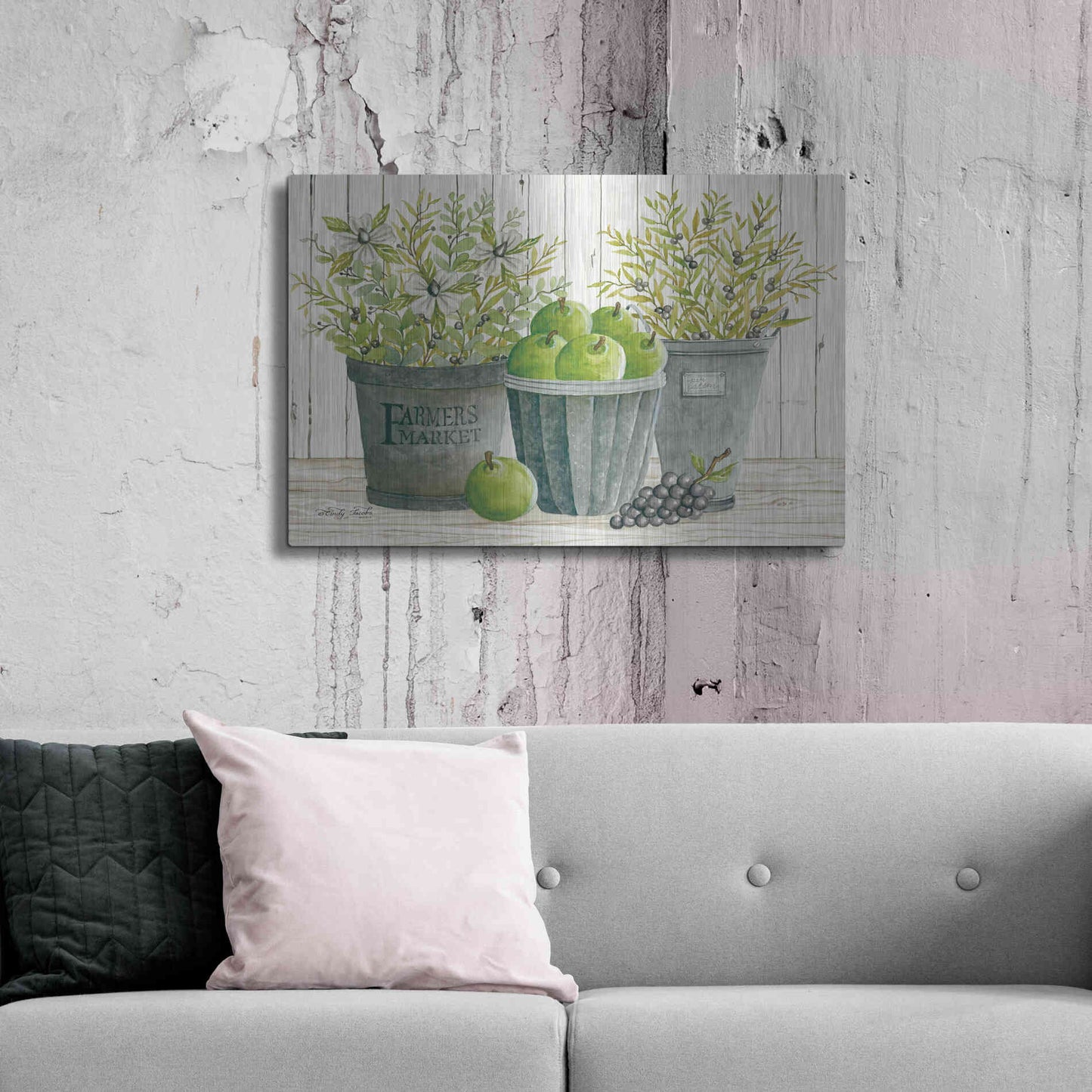 Luxe Metal Art 'Eucalyptus Farmer's Market' by Cindy Jacobs, Metal Wall Art,36x24