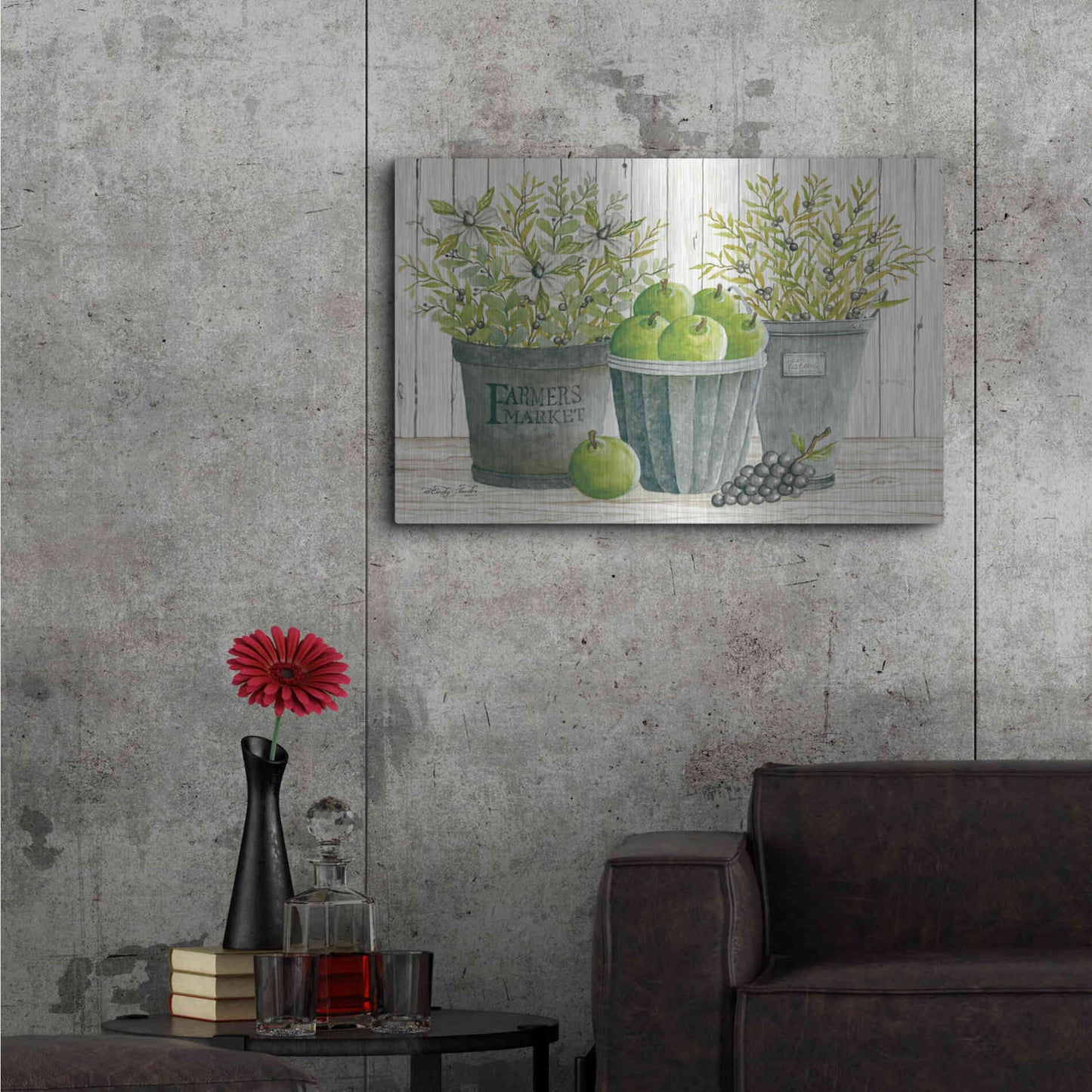 Luxe Metal Art 'Eucalyptus Farmer's Market' by Cindy Jacobs, Metal Wall Art,36x24