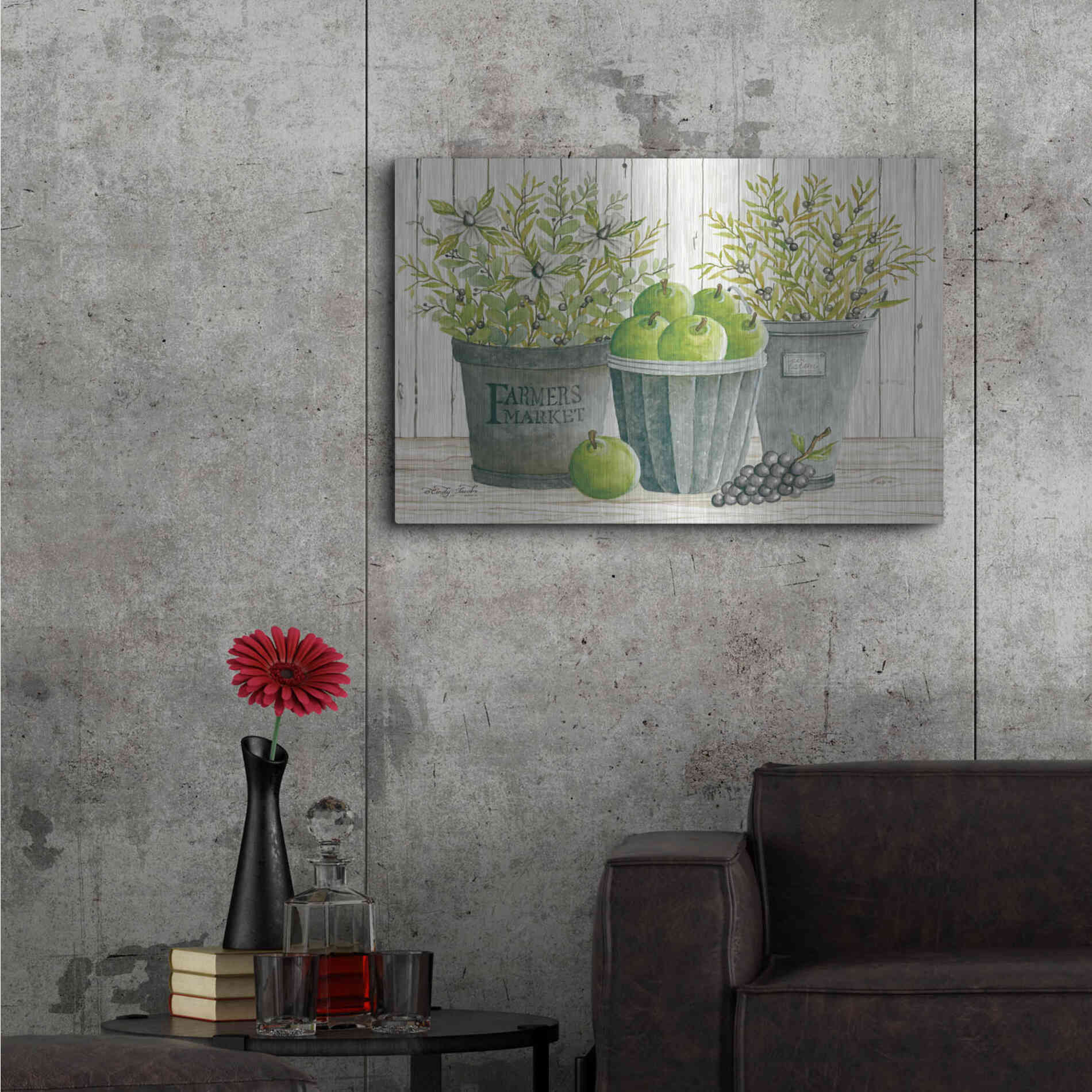 Luxe Metal Art 'Eucalyptus Farmer's Market' by Cindy Jacobs, Metal Wall Art,36x24