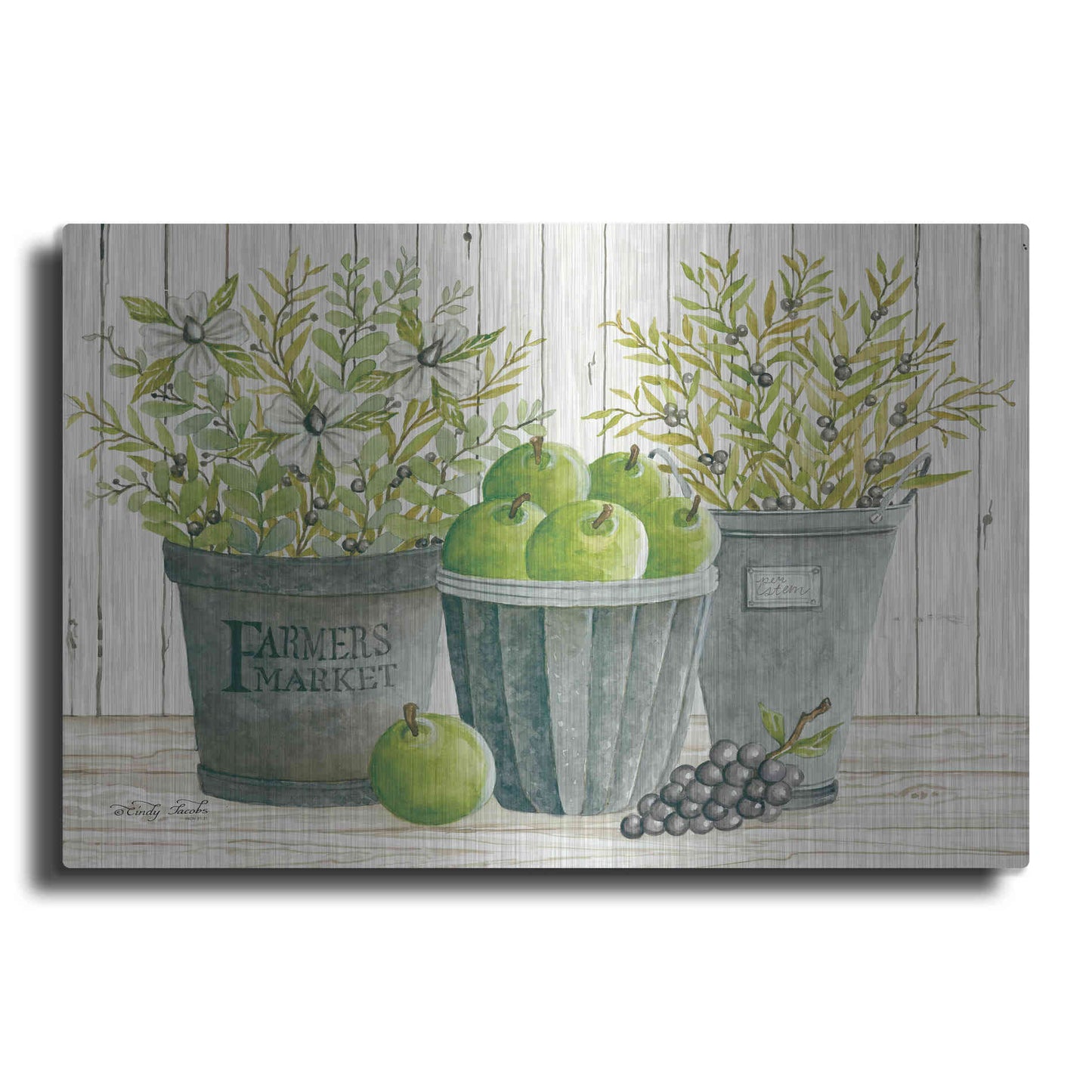 Luxe Metal Art 'Eucalyptus Farmer's Market' by Cindy Jacobs, Metal Wall Art