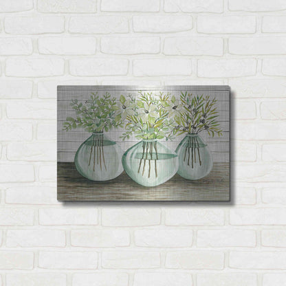 Luxe Metal Art 'Eucalyptus in Glass Vases' by Cindy Jacobs, Metal Wall Art,24x16
