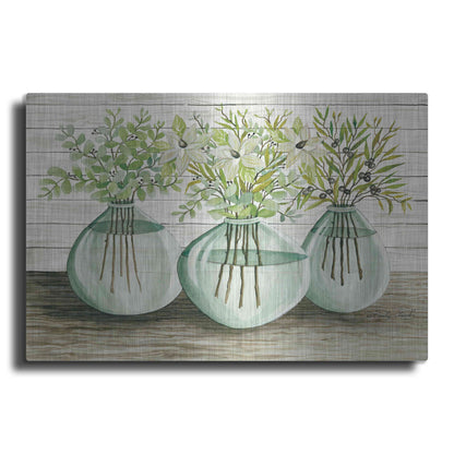 Luxe Metal Art 'Eucalyptus in Glass Vases' by Cindy Jacobs, Metal Wall Art