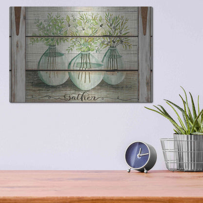 Luxe Metal Art 'Eucalyptus - Gather' by Cindy Jacobs, Metal Wall Art,16x12