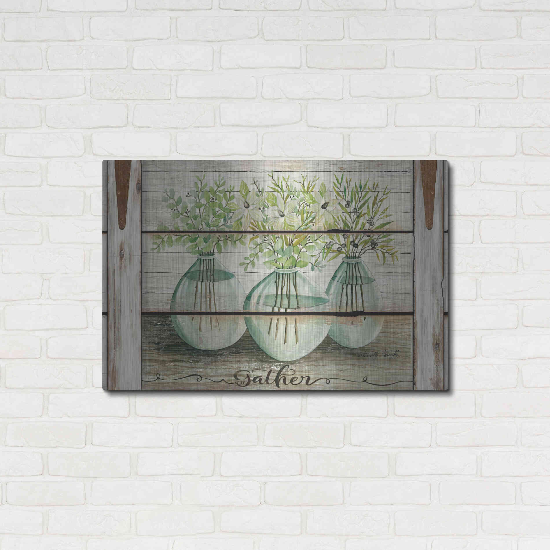 Luxe Metal Art 'Eucalyptus - Gather' by Cindy Jacobs, Metal Wall Art,36x24