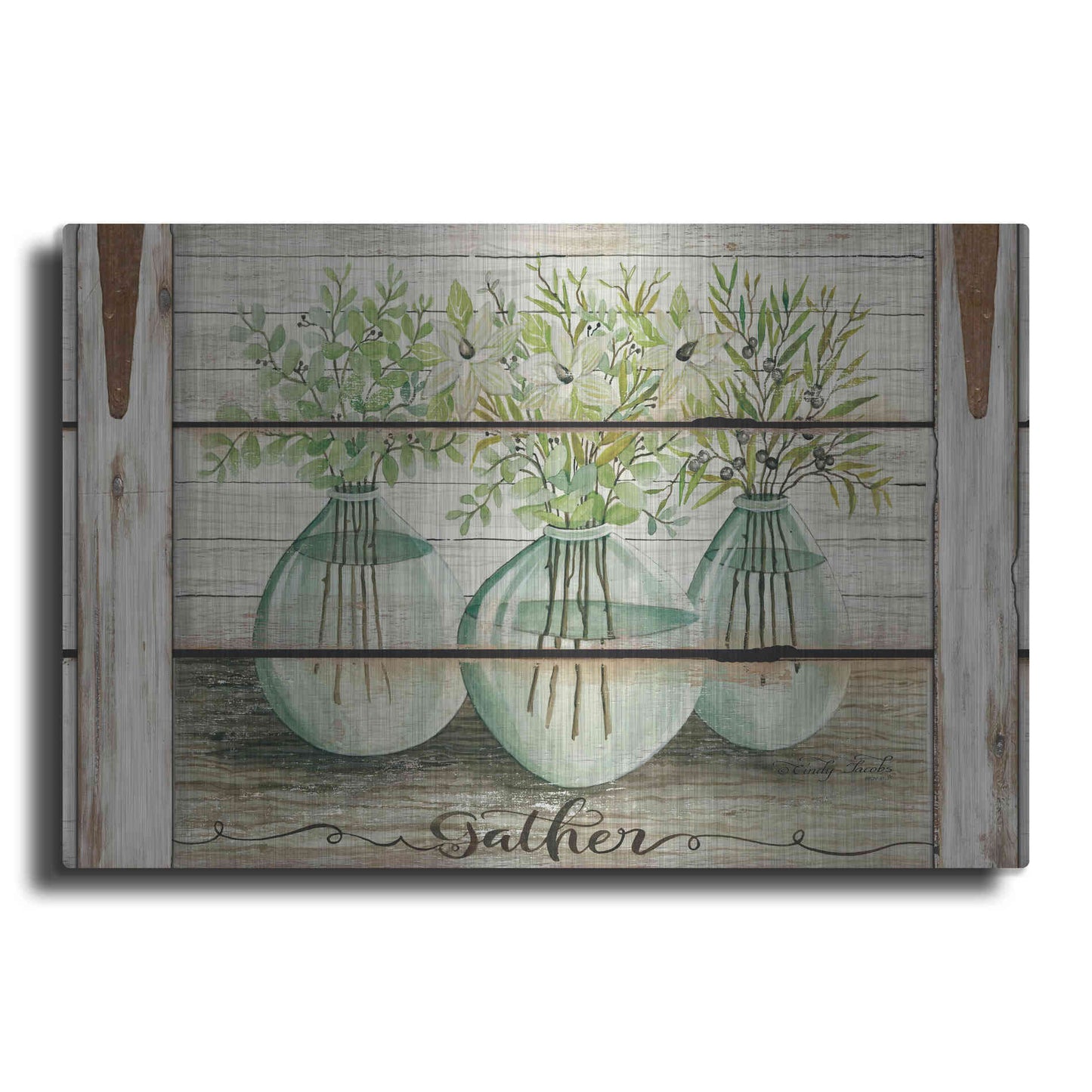 Luxe Metal Art 'Eucalyptus - Gather' by Cindy Jacobs, Metal Wall Art