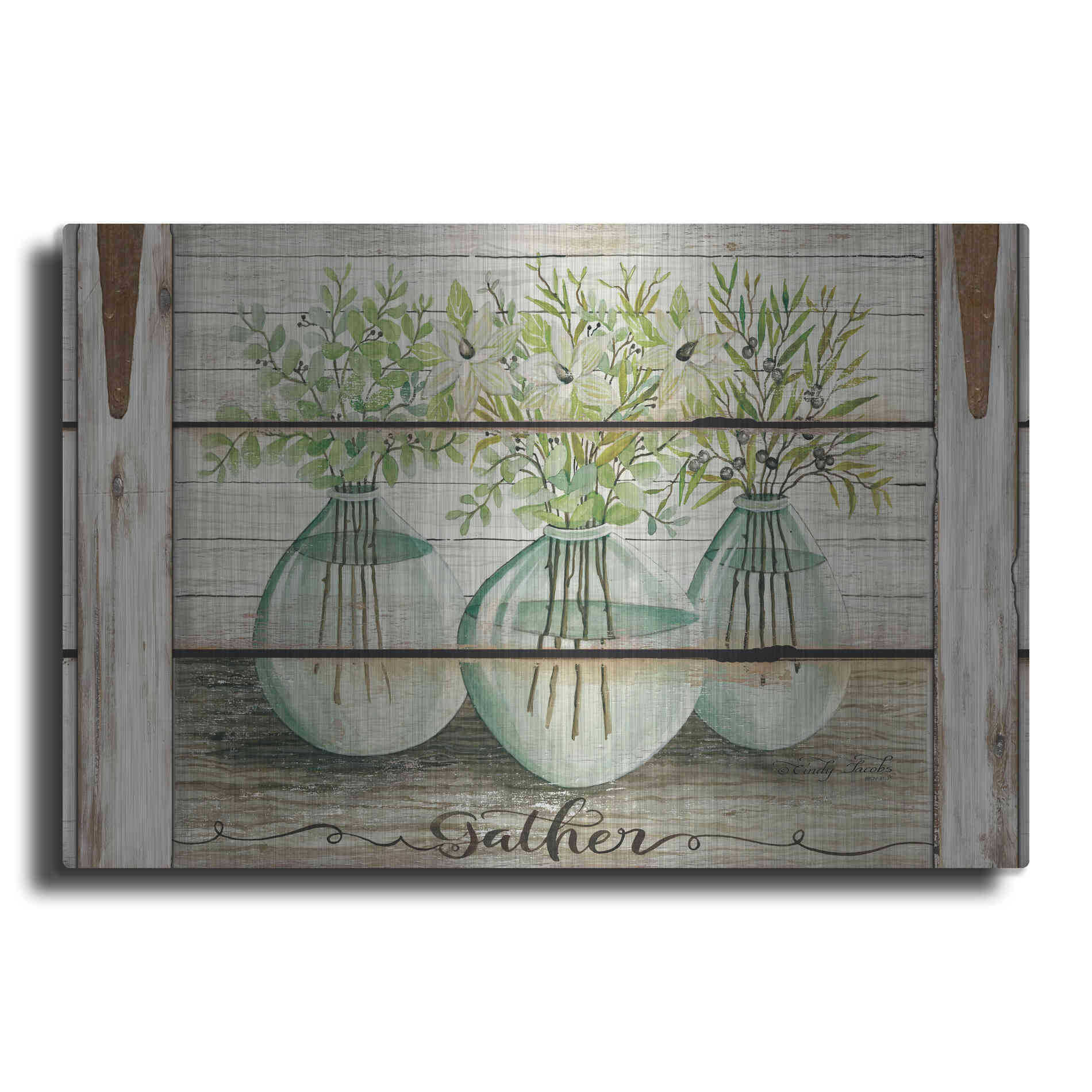 Luxe Metal Art 'Eucalyptus - Gather' by Cindy Jacobs, Metal Wall Art