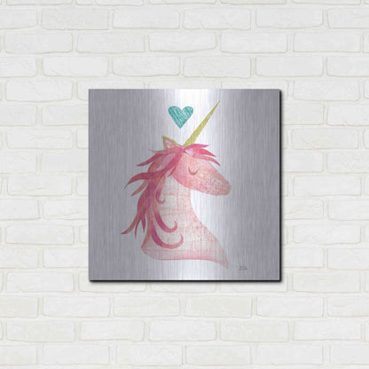 Luxe Metal Art 'Unicorn Magic I Heart Sq' by Melissa Averinos, Metal Wall Art,24x24