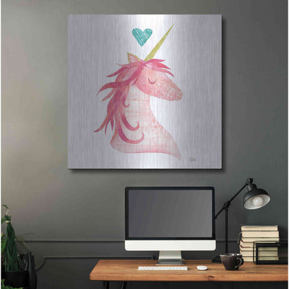 Luxe Metal Art 'Unicorn Magic I Heart Sq' by Melissa Averinos, Metal Wall Art,36x36