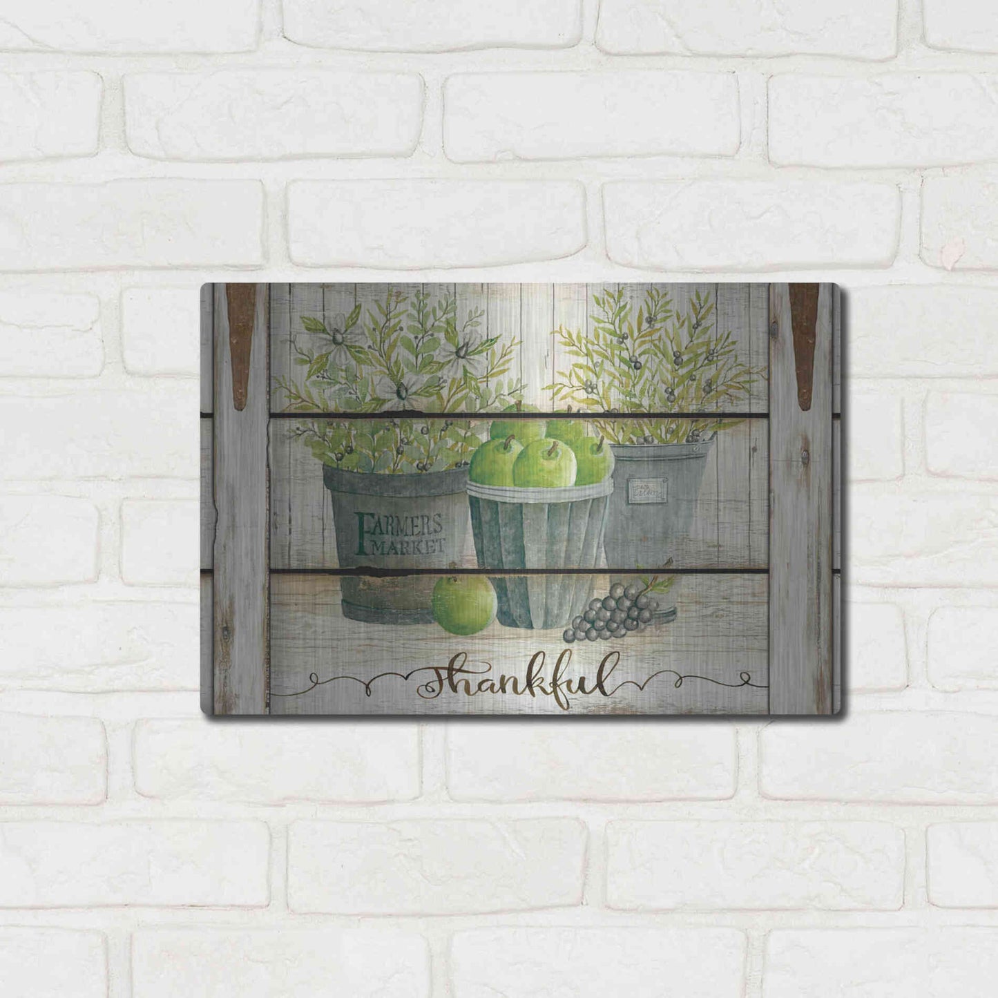 Luxe Metal Art 'Eucalyptus - Thankful Landscape' by Cindy Jacobs, Metal Wall Art,16x12