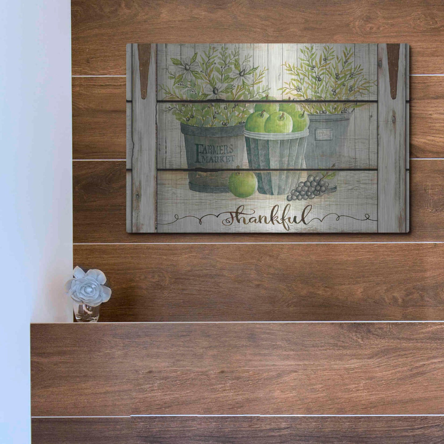 Luxe Metal Art 'Eucalyptus - Thankful Landscape' by Cindy Jacobs, Metal Wall Art,16x12