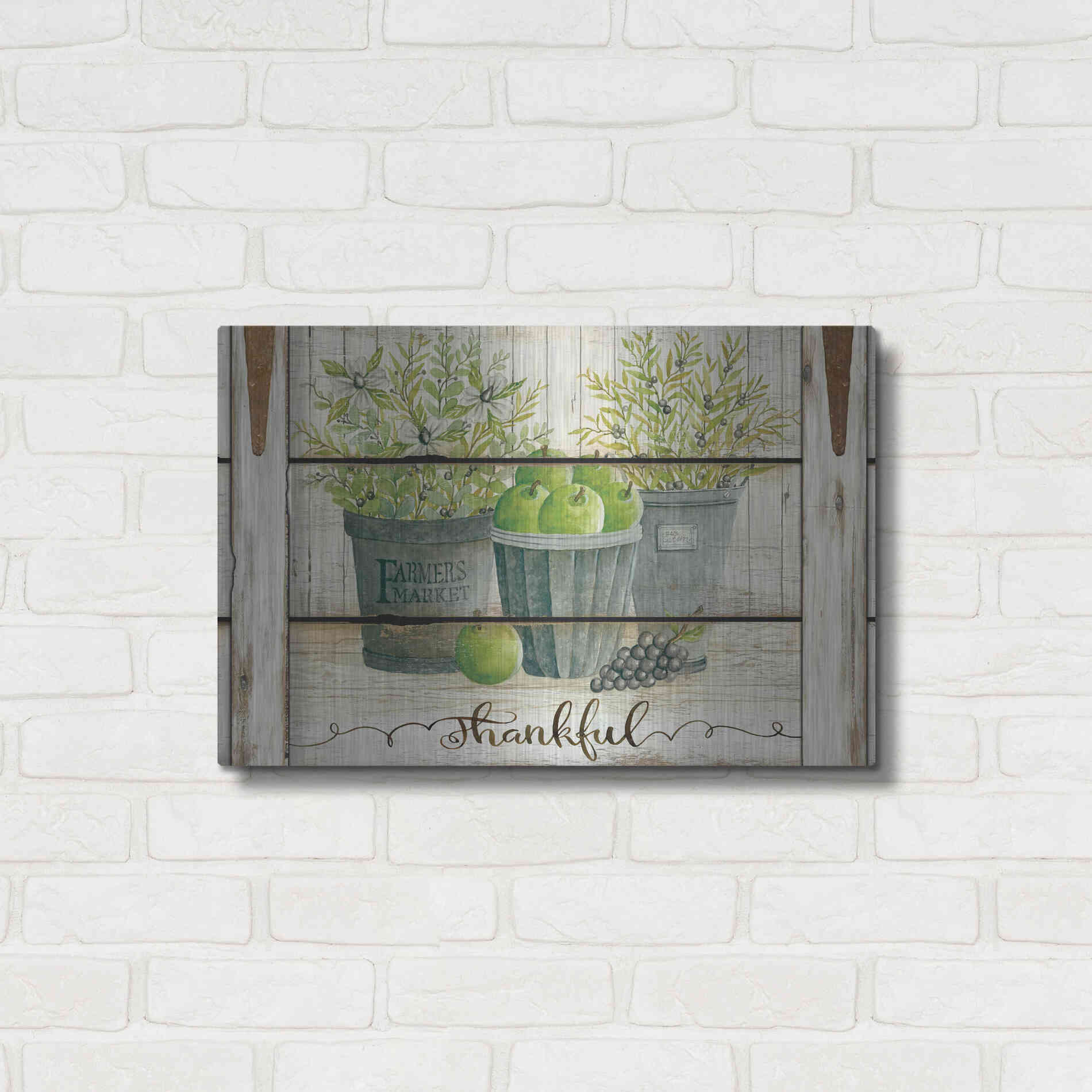 Luxe Metal Art 'Eucalyptus - Thankful Landscape' by Cindy Jacobs, Metal Wall Art,24x16