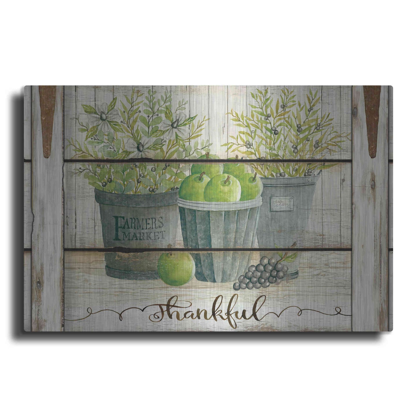 Luxe Metal Art 'Eucalyptus - Thankful Landscape' by Cindy Jacobs, Metal Wall Art