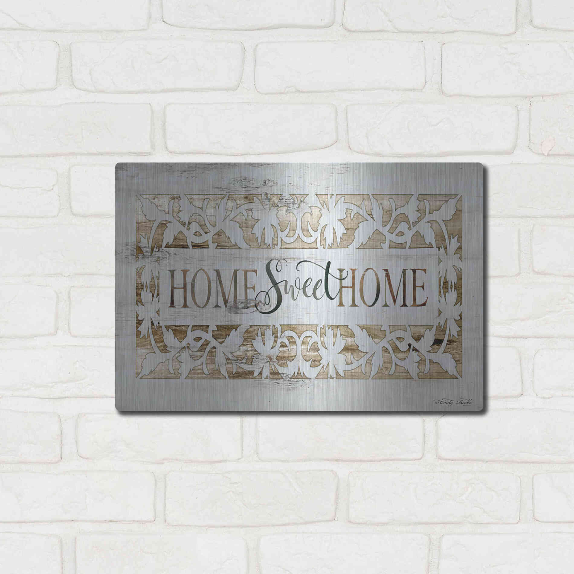 Luxe Metal Art 'Farmers Market Home Sweet Home' by Cindy Jacobs, Metal Wall Art,16x12