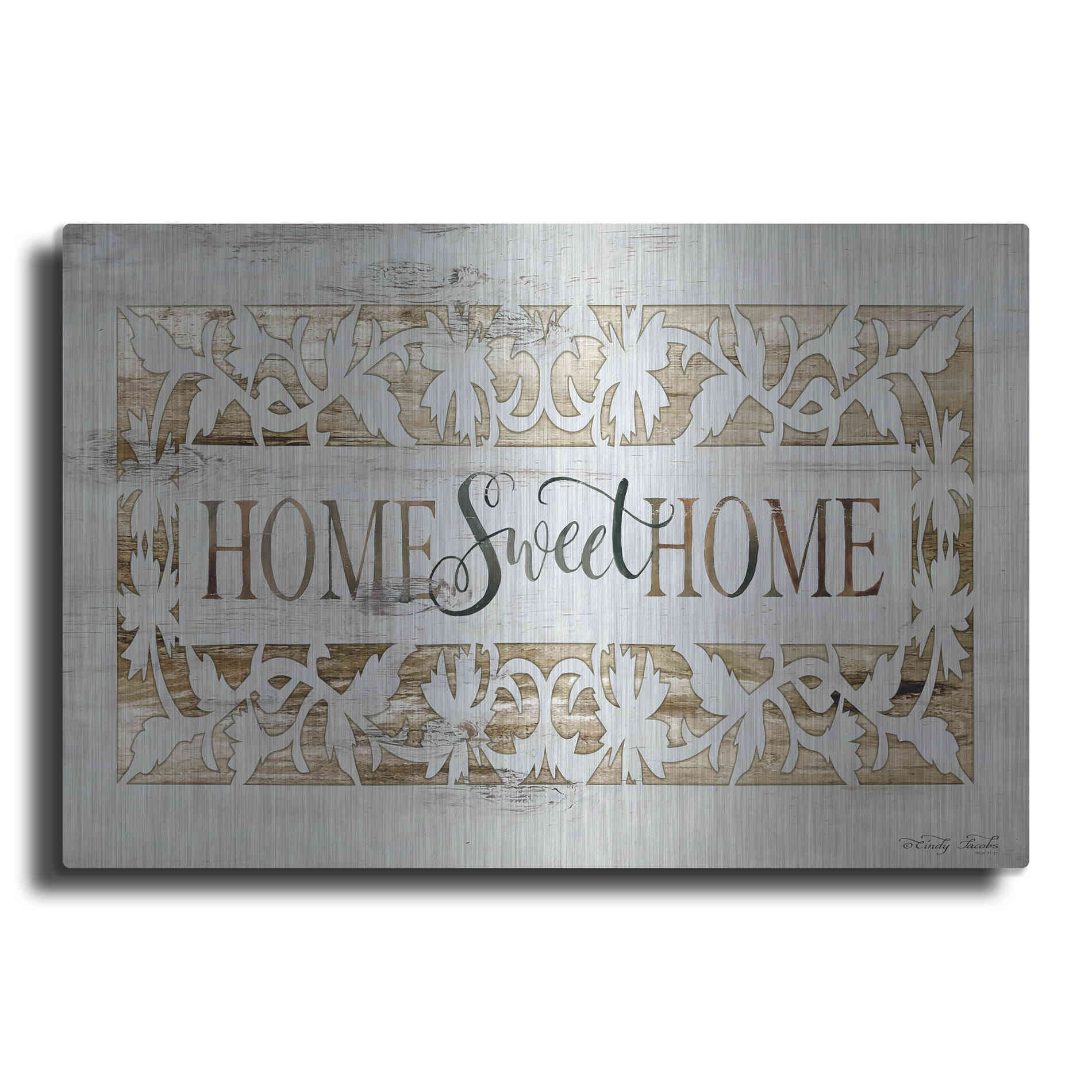 Luxe Metal Art 'Farmers Market Home Sweet Home' by Cindy Jacobs, Metal Wall Art