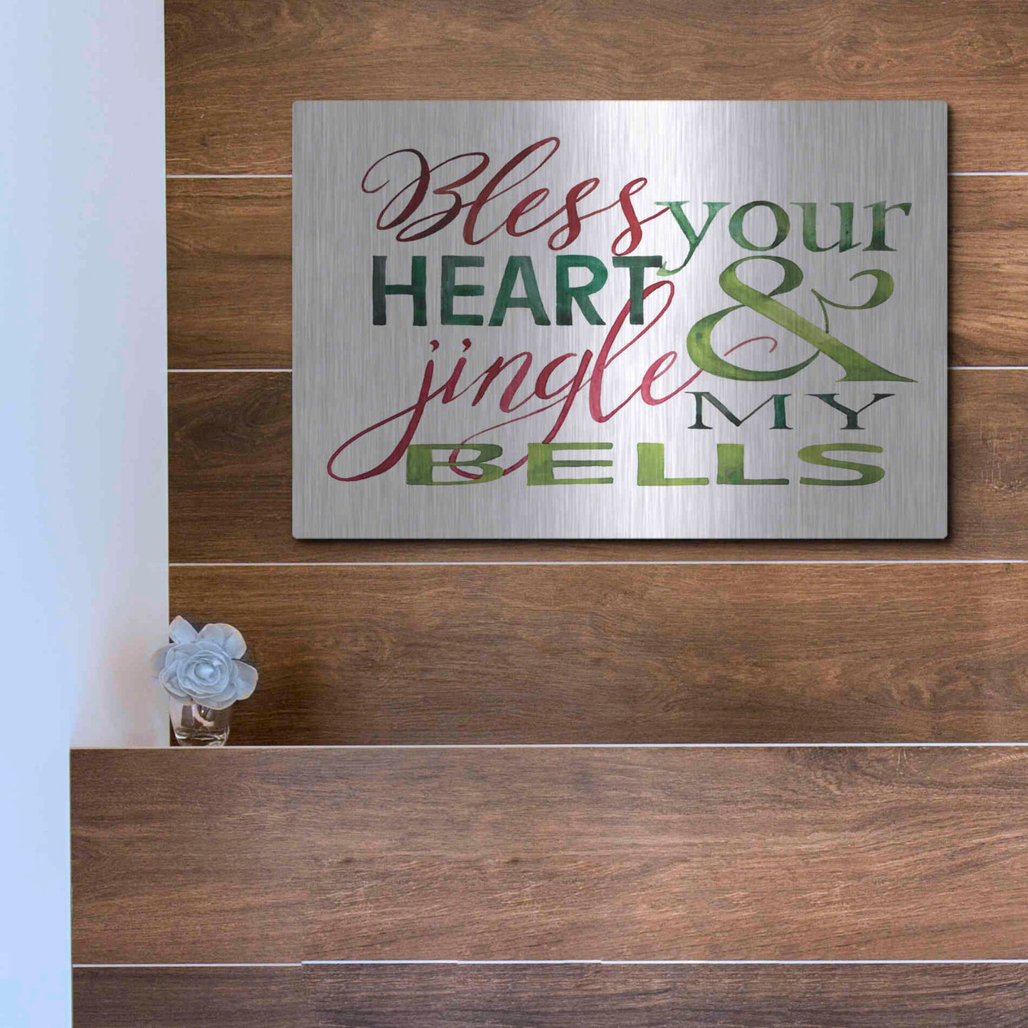 Luxe Metal Art 'Jingle My Bells' by Cindy Jacobs, Metal Wall Art,16x12