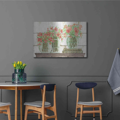 Luxe Metal Art 'Trio of Flowers' by Cindy Jacobs, Metal Wall Art,36x24