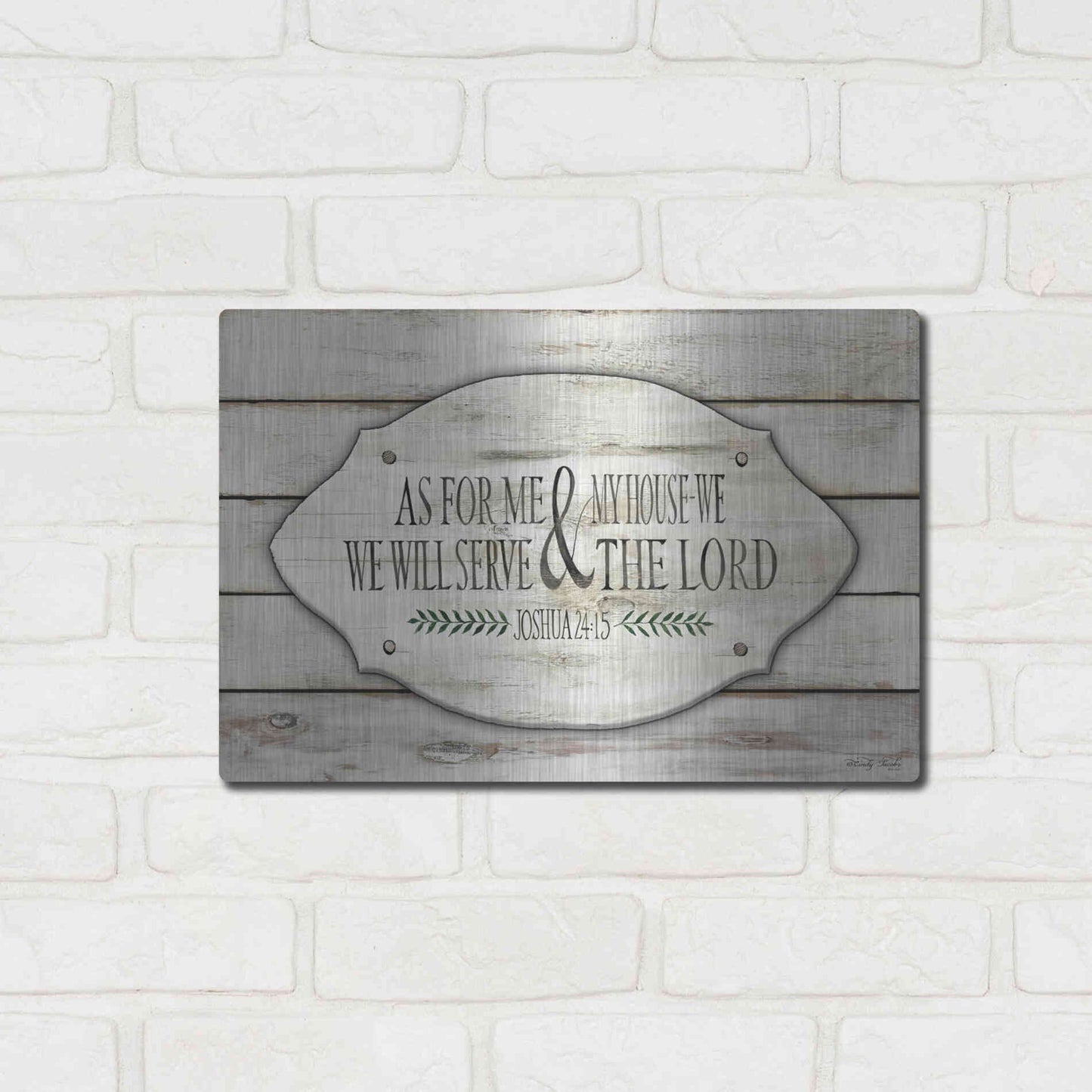 Luxe Metal Art 'As for Me and My House' by Cindy Jacobs, Metal Wall Art,16x12