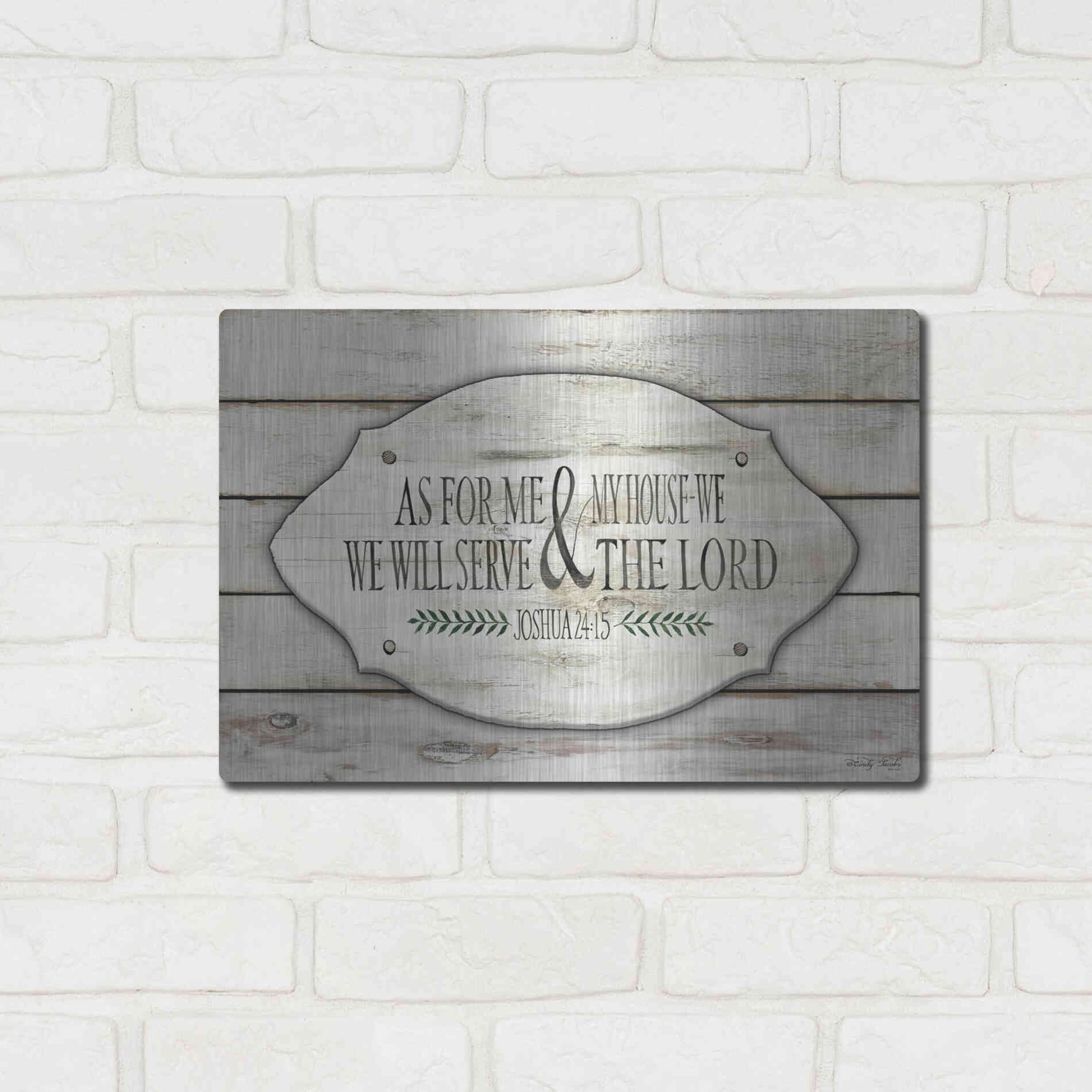 Luxe Metal Art 'As for Me and My House' by Cindy Jacobs, Metal Wall Art,16x12