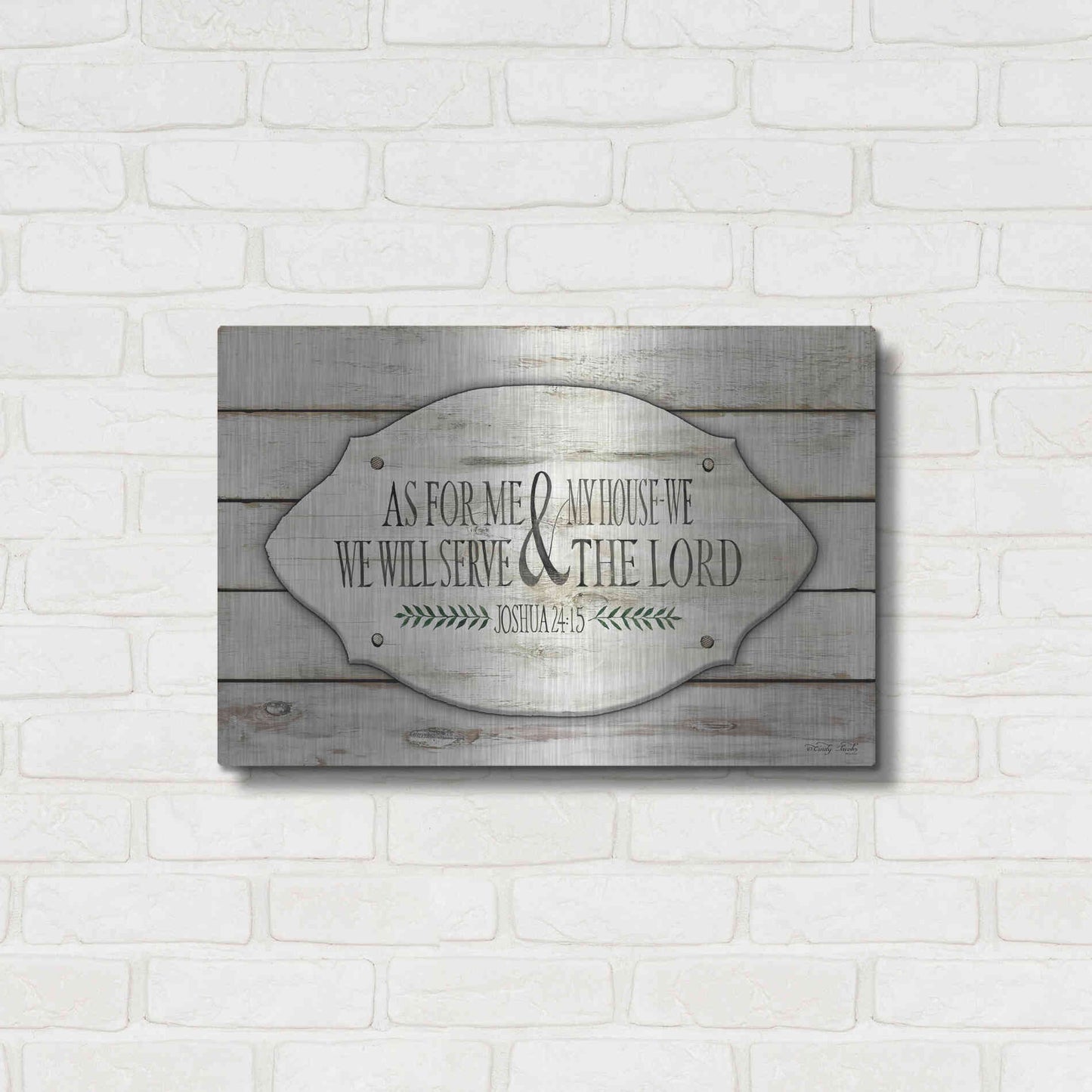 Luxe Metal Art 'As for Me and My House' by Cindy Jacobs, Metal Wall Art,24x16