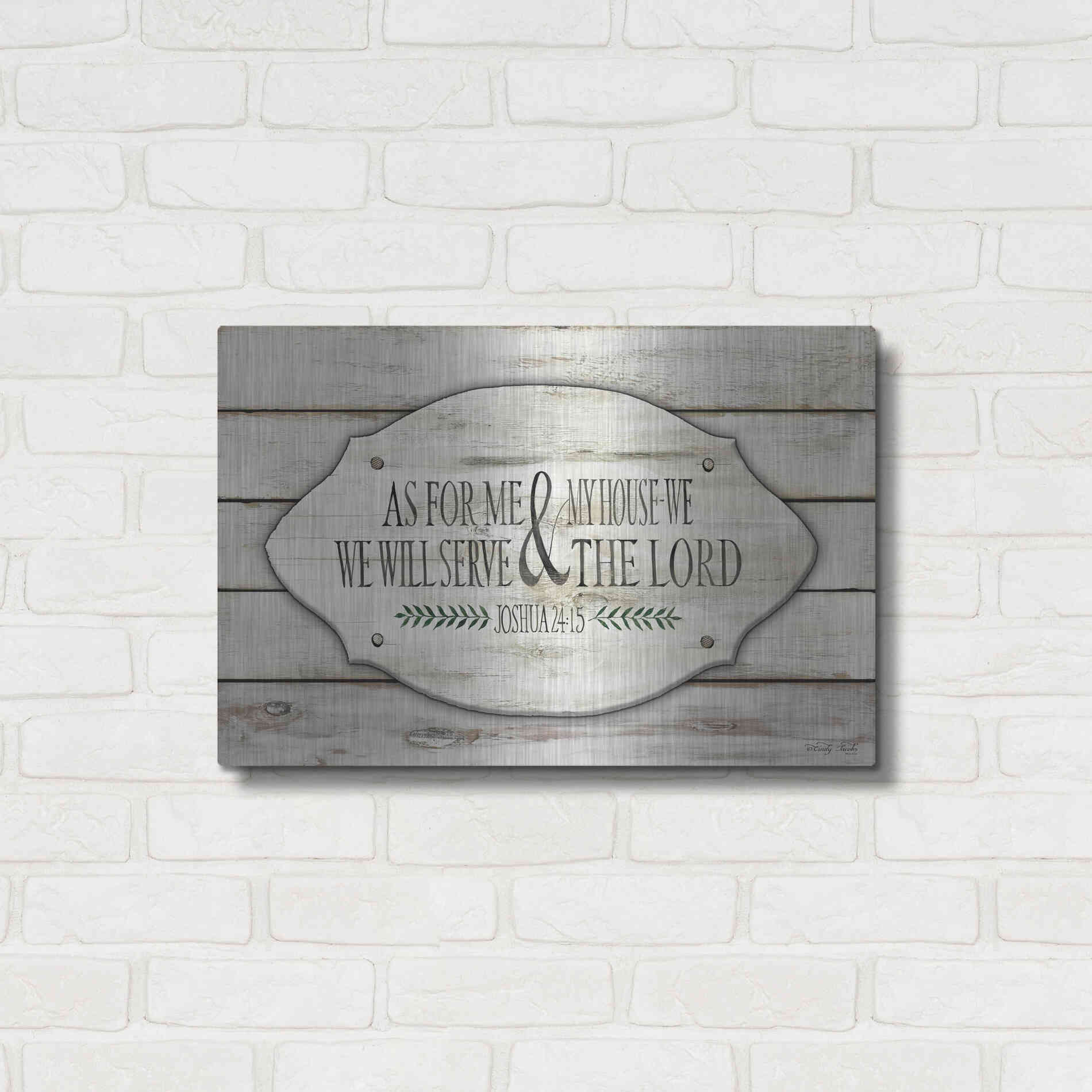 Luxe Metal Art 'As for Me and My House' by Cindy Jacobs, Metal Wall Art,24x16