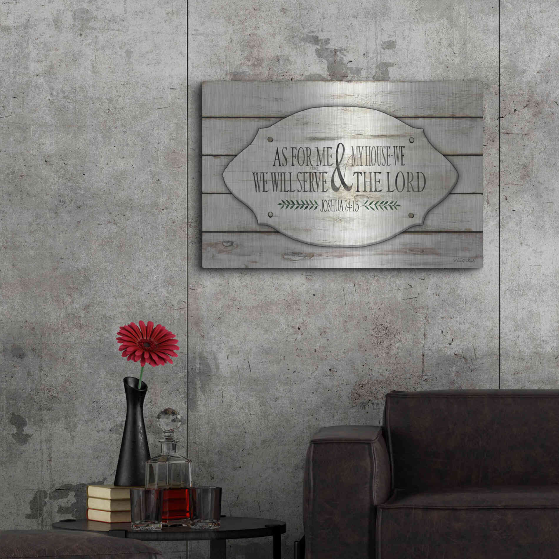 Luxe Metal Art 'As for Me and My House' by Cindy Jacobs, Metal Wall Art,36x24