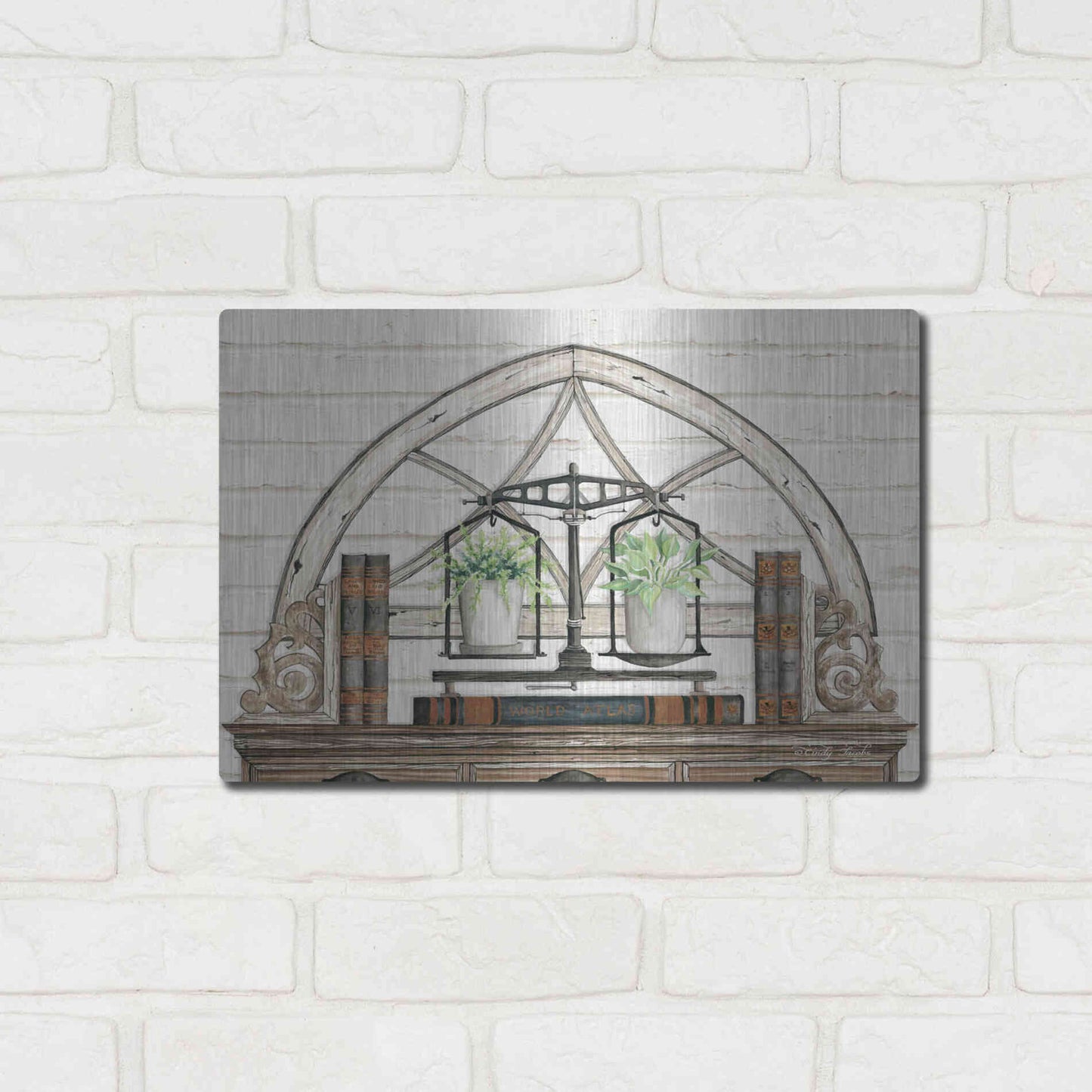 Luxe Metal Art 'All Things Near and Dear I' by Cindy Jacobs, Metal Wall Art,16x12