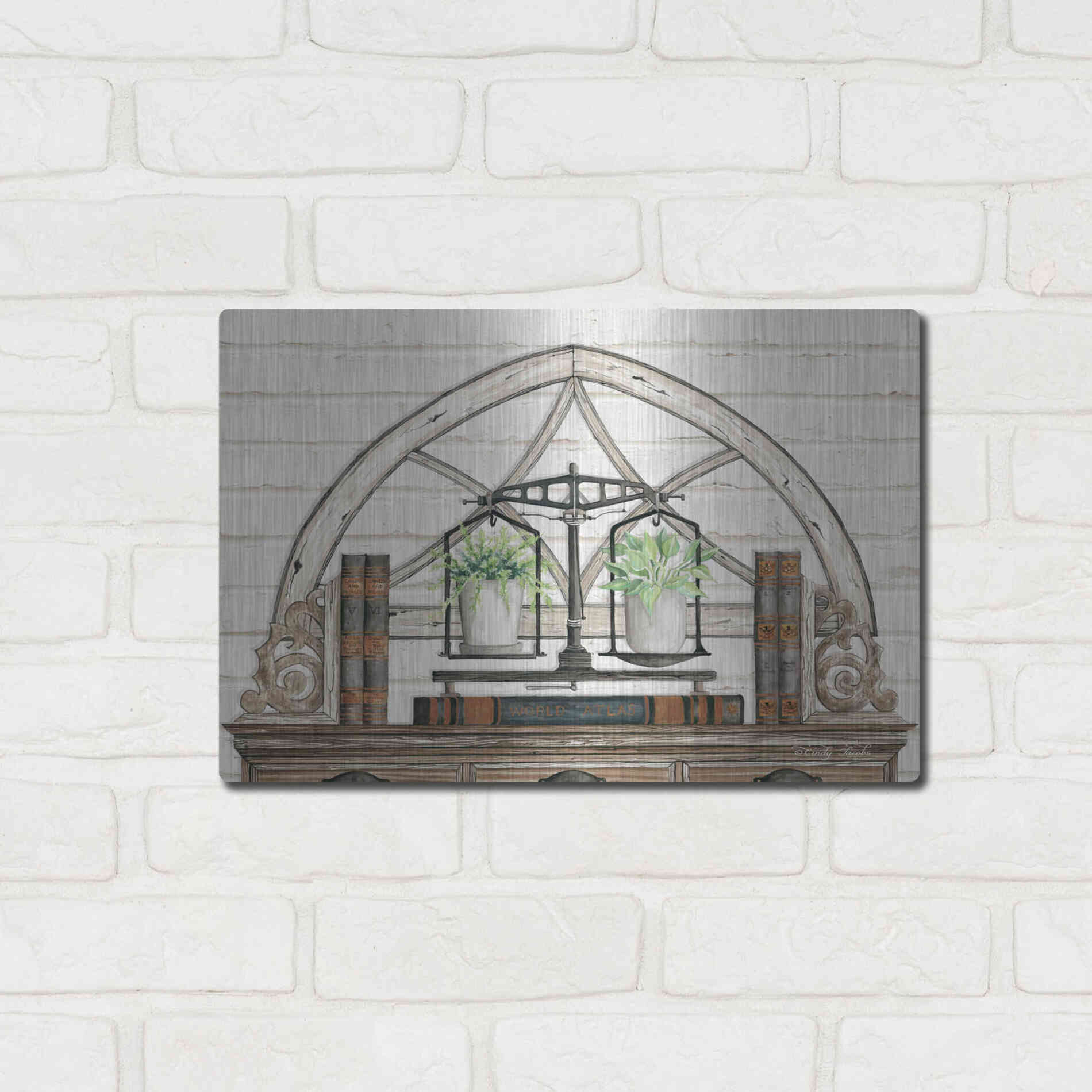 Luxe Metal Art 'All Things Near and Dear I' by Cindy Jacobs, Metal Wall Art,16x12