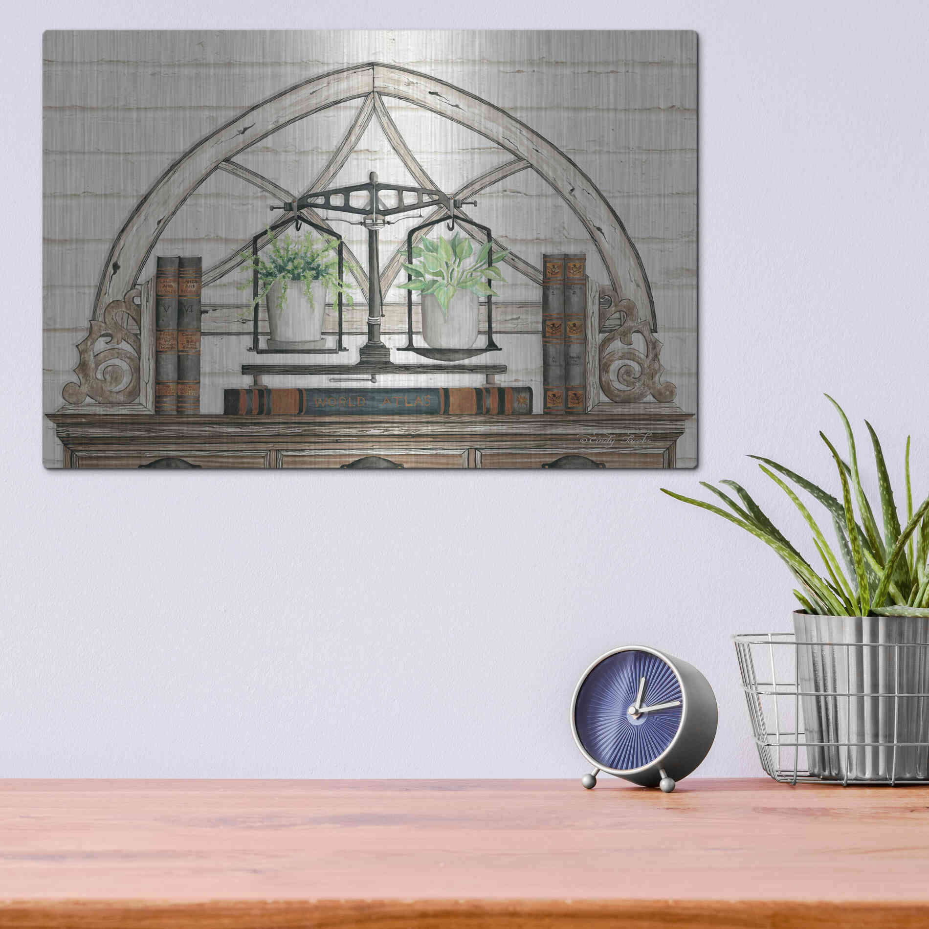 Luxe Metal Art 'All Things Near and Dear I' by Cindy Jacobs, Metal Wall Art,16x12