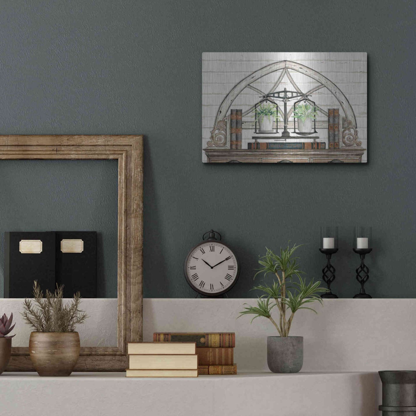 Luxe Metal Art 'All Things Near and Dear I' by Cindy Jacobs, Metal Wall Art,16x12