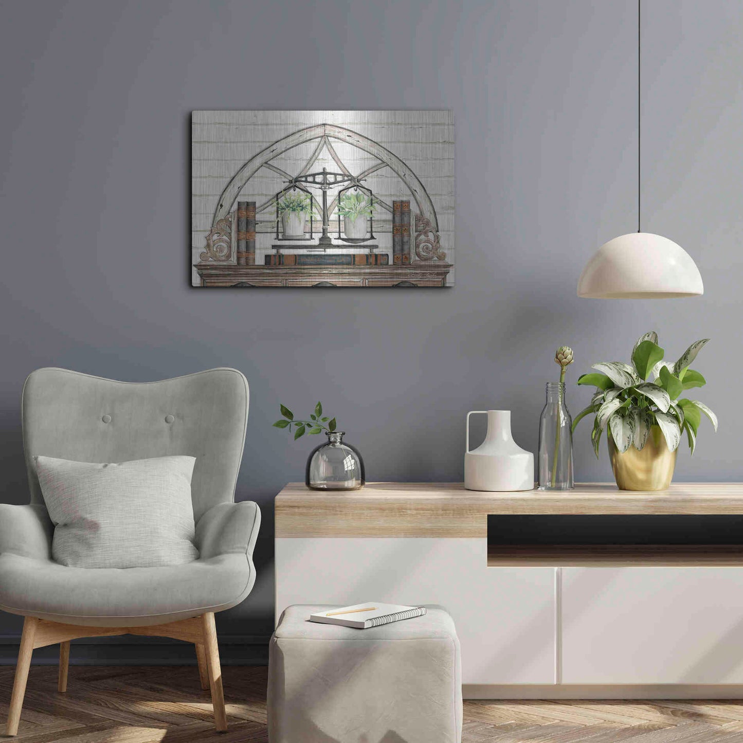 Luxe Metal Art 'All Things Near and Dear I' by Cindy Jacobs, Metal Wall Art,24x16