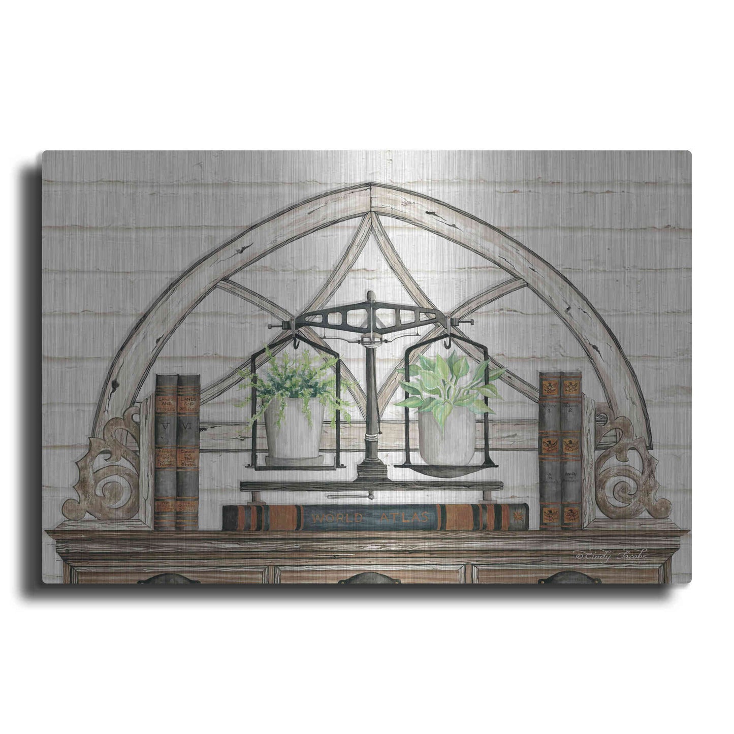 Luxe Metal Art 'All Things Near and Dear I' by Cindy Jacobs, Metal Wall Art