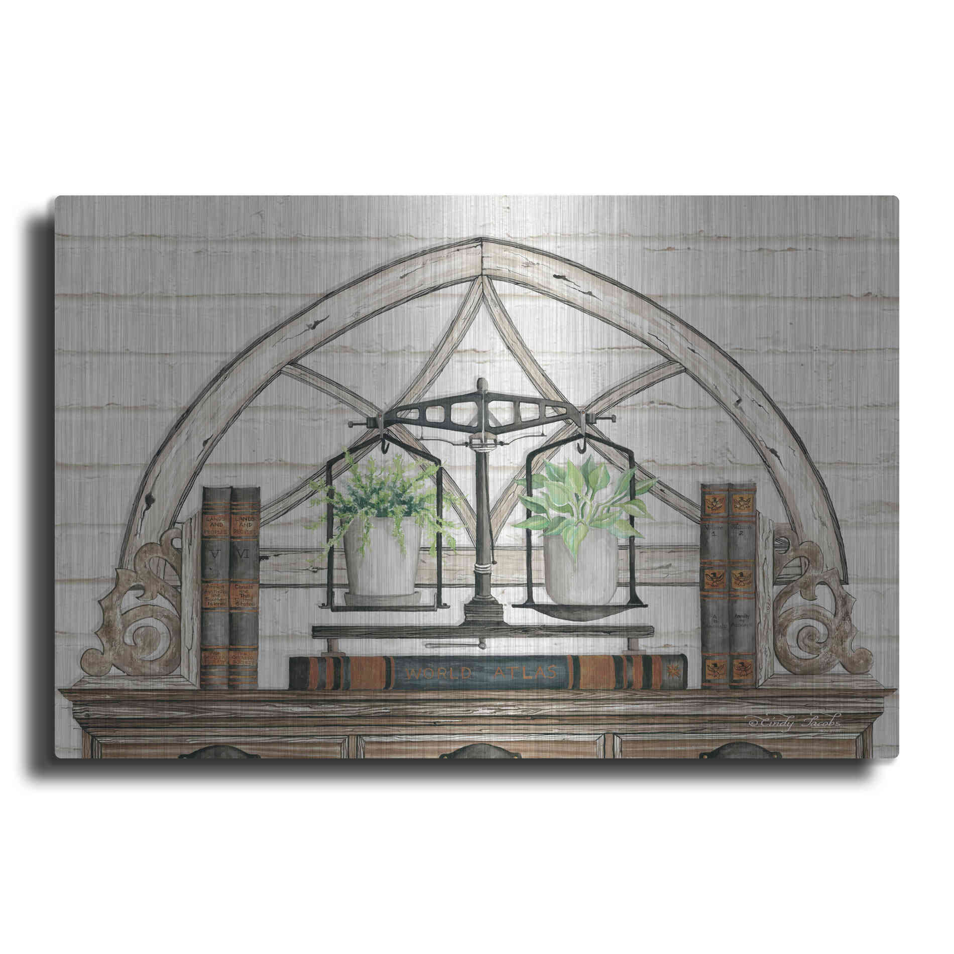 Luxe Metal Art 'All Things Near and Dear I' by Cindy Jacobs, Metal Wall Art