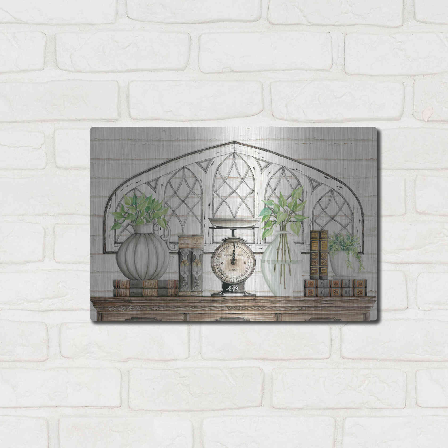 Luxe Metal Art 'All Things Near and Dear II' by Cindy Jacobs, Metal Wall Art,16x12