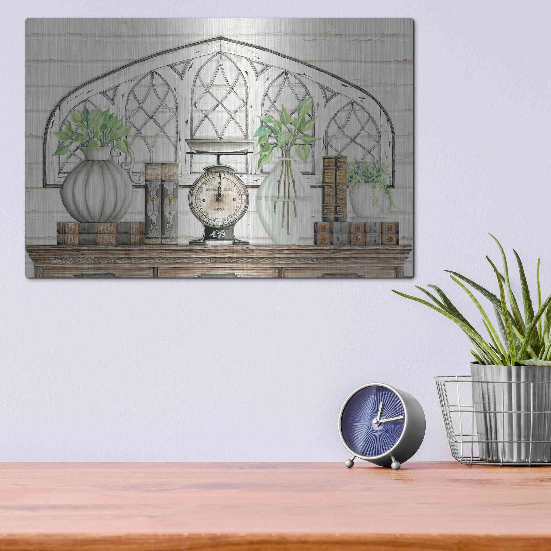 Luxe Metal Art 'All Things Near and Dear II' by Cindy Jacobs, Metal Wall Art,16x12