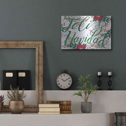 Luxe Metal Art 'Feliz Navidad' by Cindy Jacobs, Metal Wall Art,16x12
