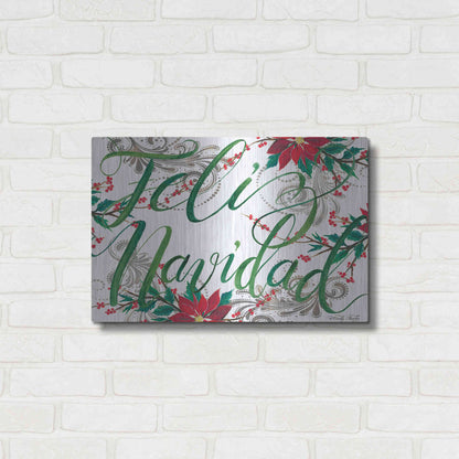 Luxe Metal Art 'Feliz Navidad' by Cindy Jacobs, Metal Wall Art,24x16